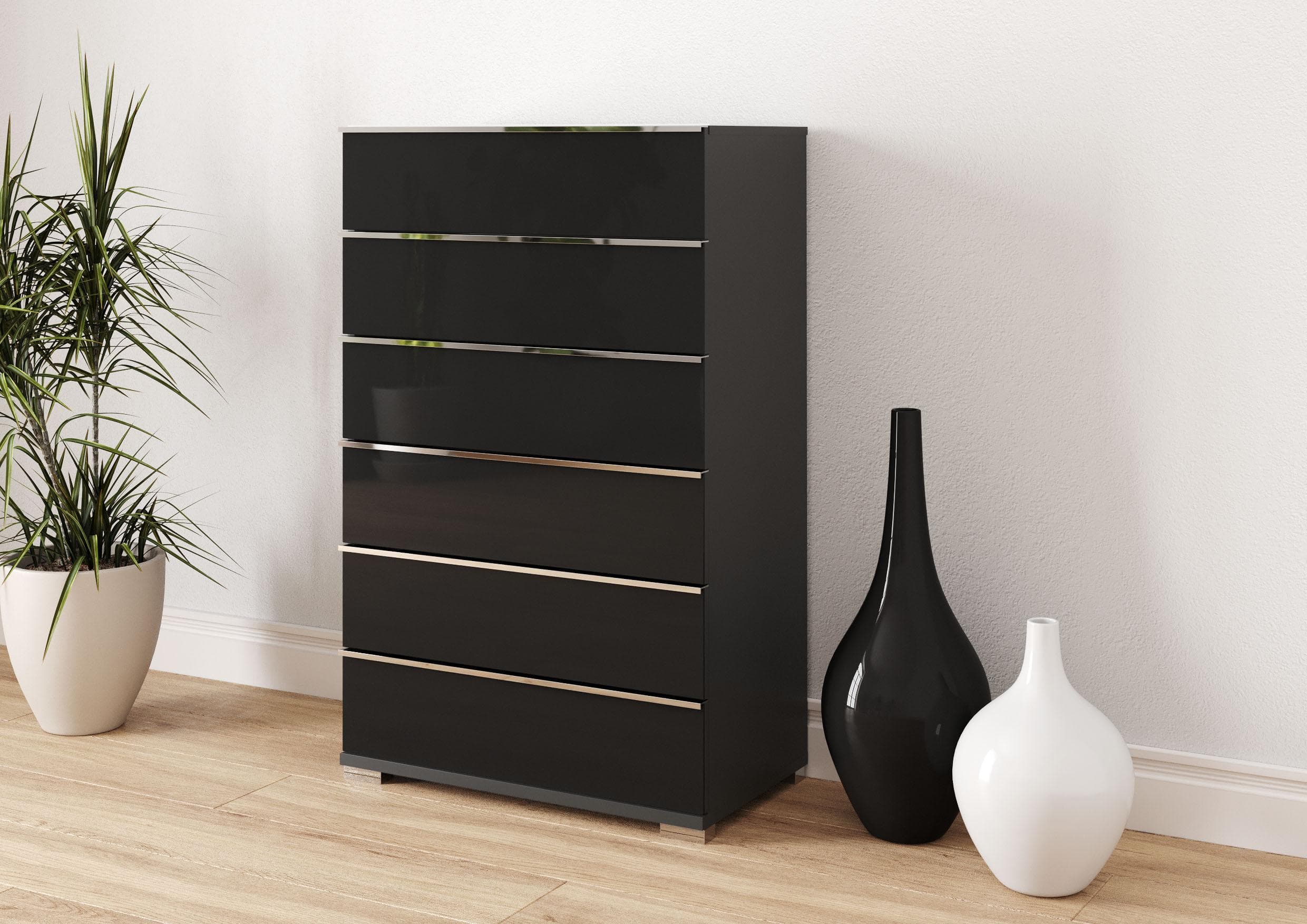 MUSTERRING Imola W Schubkastenkommode Graphit Glas