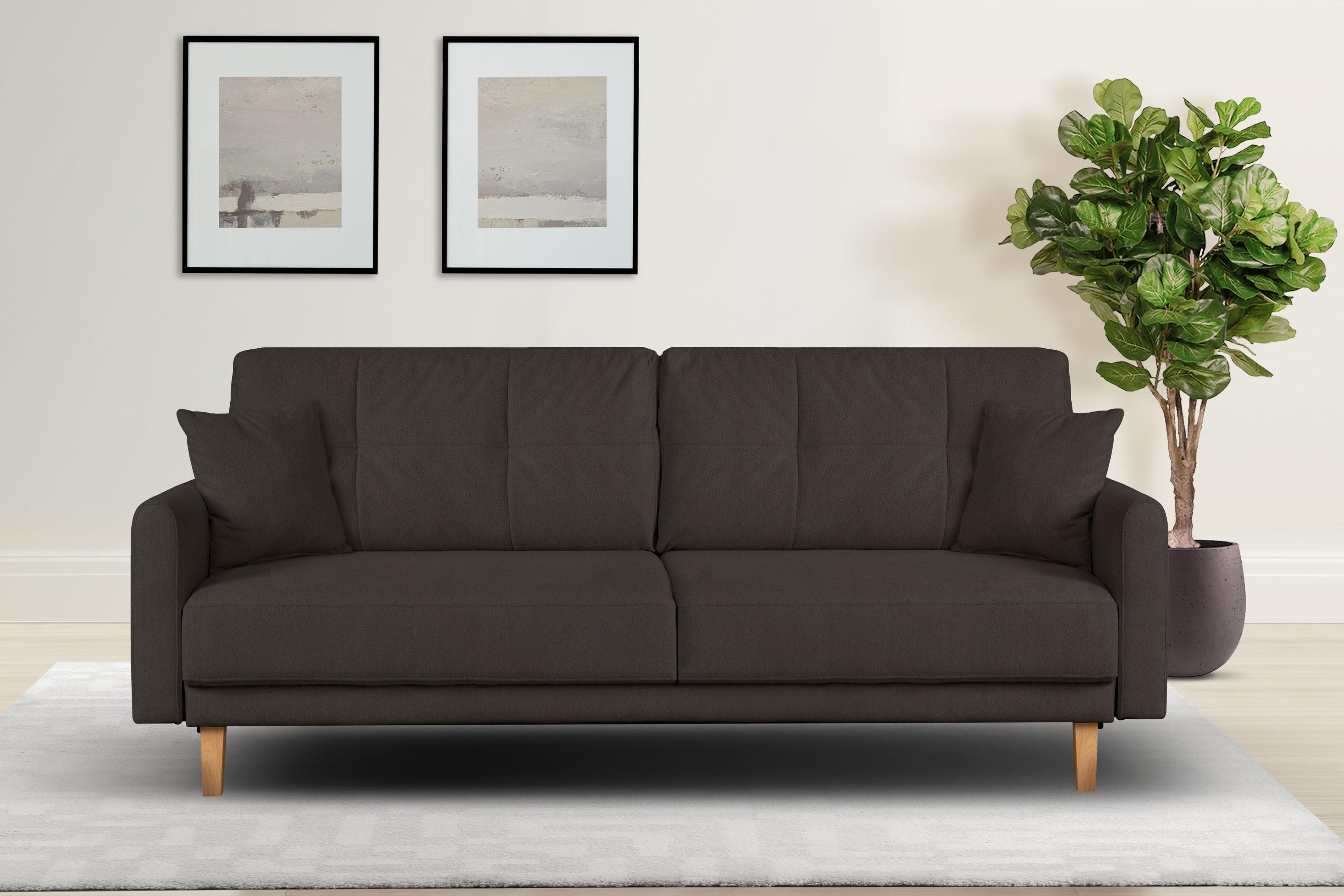 HOME AFFAIRE Sofa TRIPLO 2-Sitzer Schwarz mit Wellenunterfederung