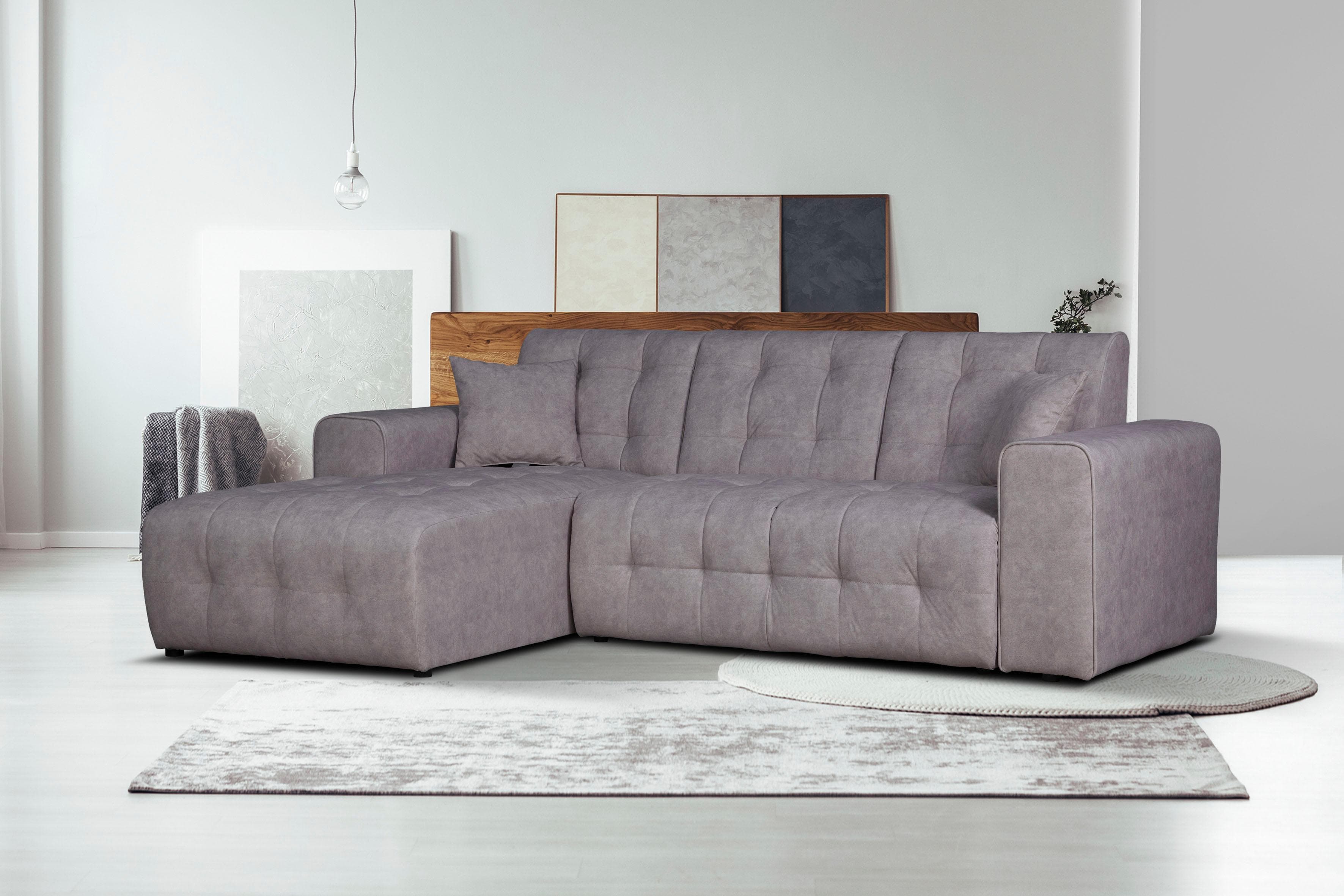 Home Affaire Ecksofa Nosia L-Form Grau mit Zierkissen