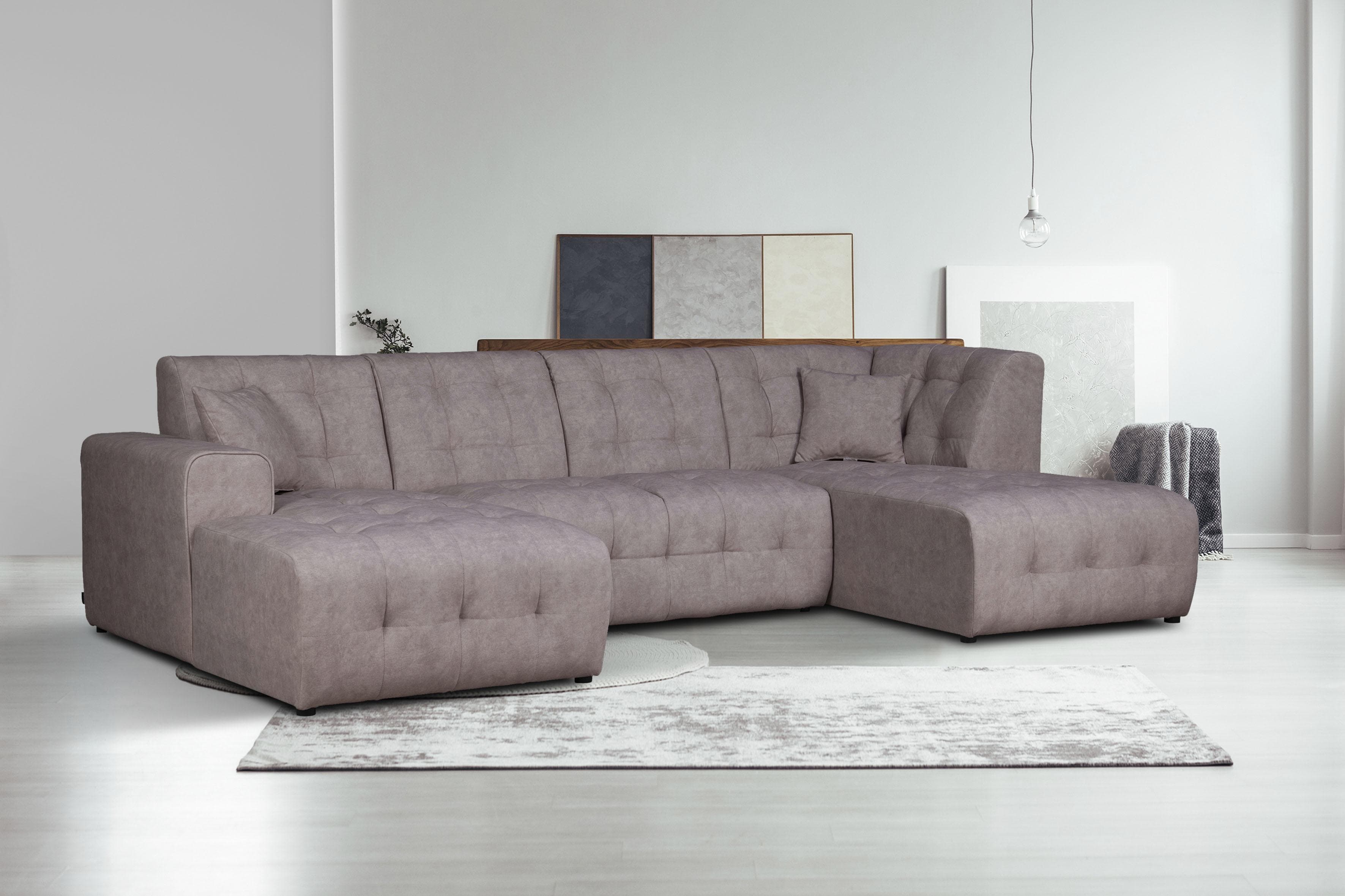 Wohnlandschaft in Grau und Taupe