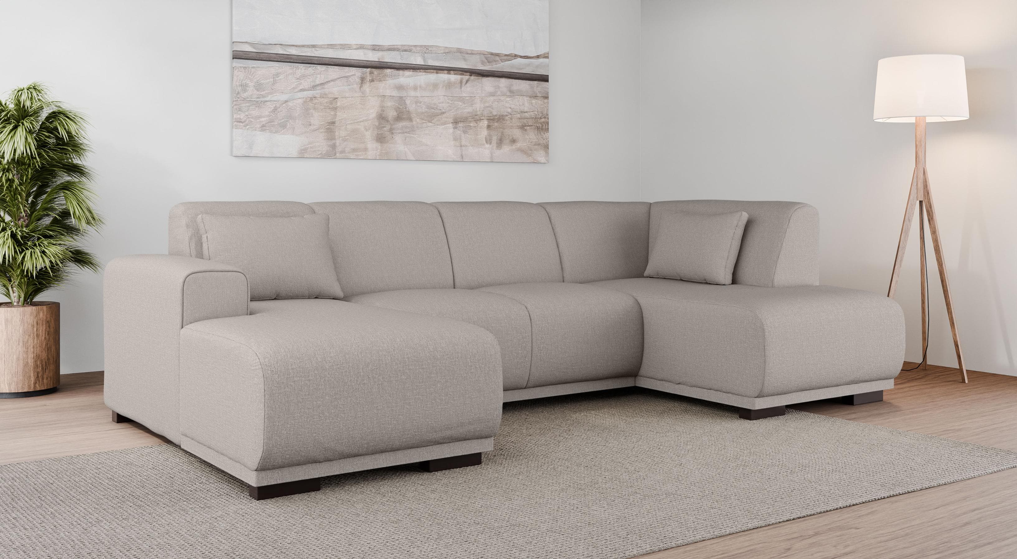Home Affaire Wohnlandschaft Bornholm U-Form mit Recamiere Beige