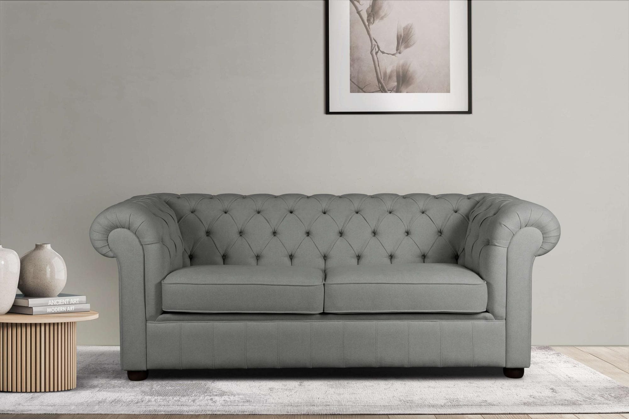 HOME AFFAIRE CHARENTE 3-Sitzer Sofa Chesterfield Grau mit Bettfunktion