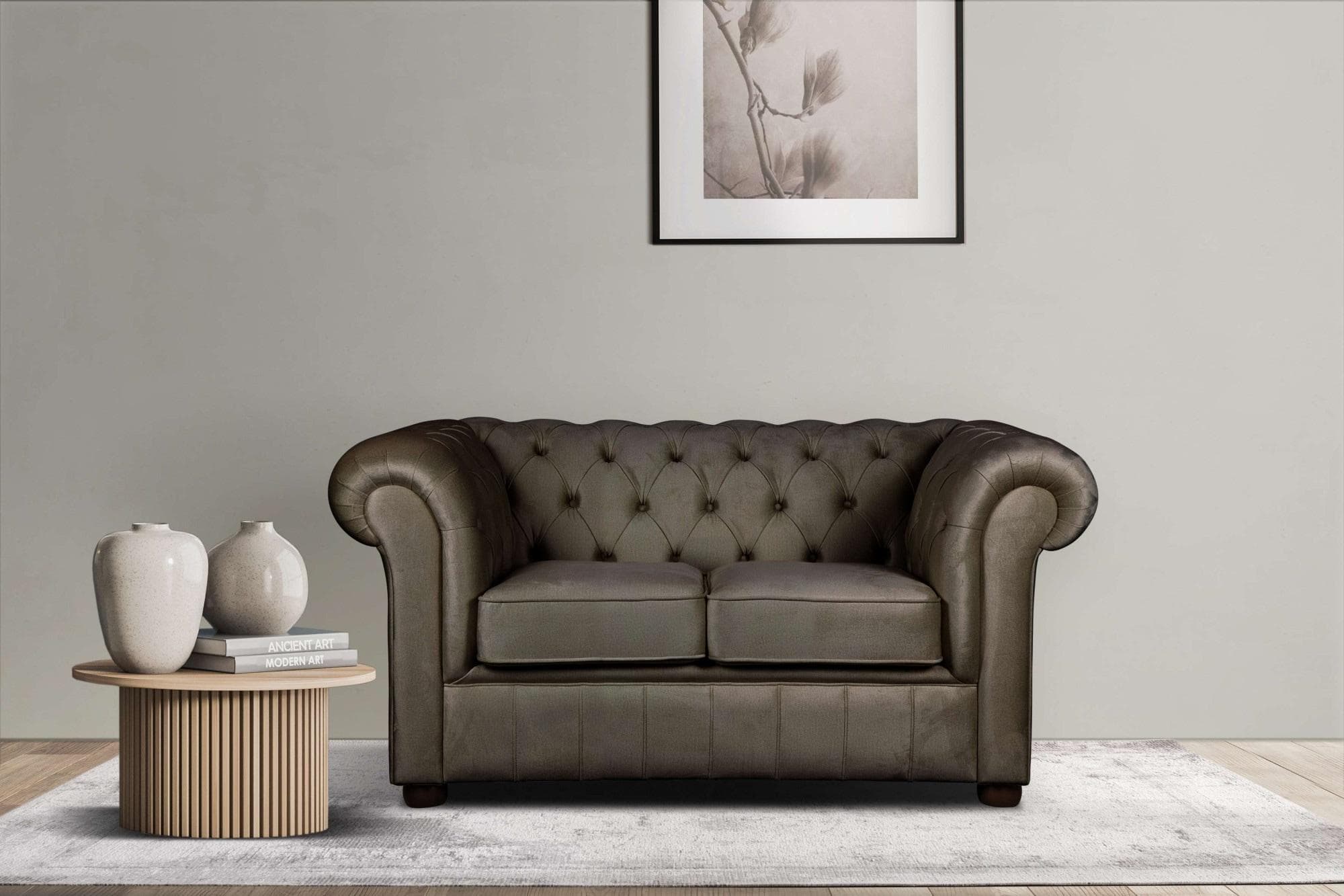 HOME AFFAIRE Chesterfield-Sofa CHARENTE 2-Sitzer Braun Samtvelours