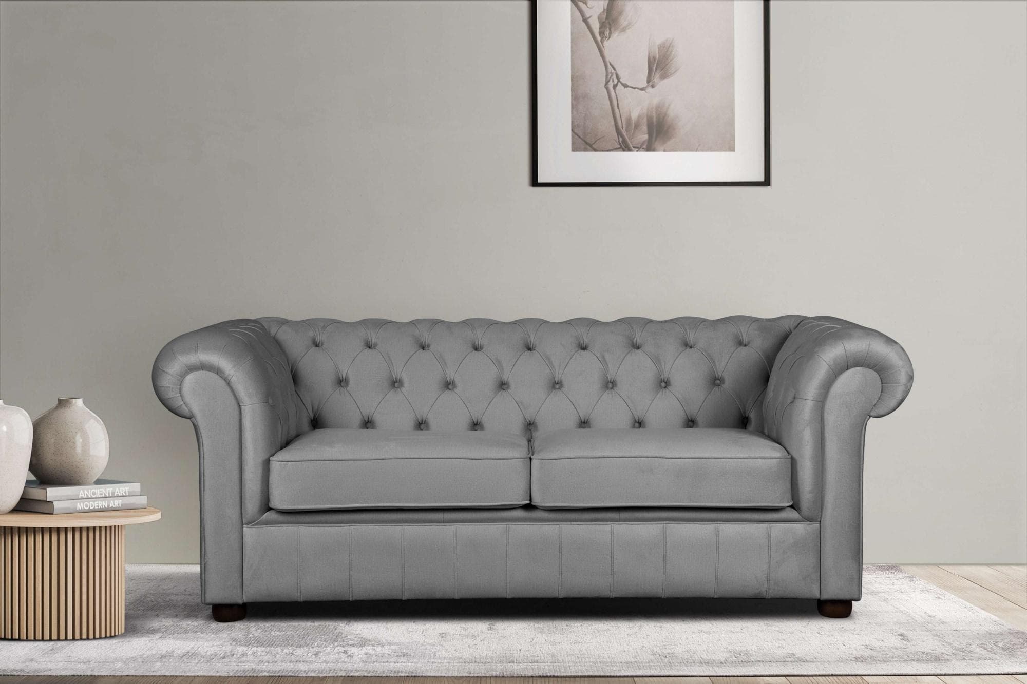 HOME AFFAIRE CHARENTE 3-Sitzer Sofa Chesterfield Grau Samtvelours