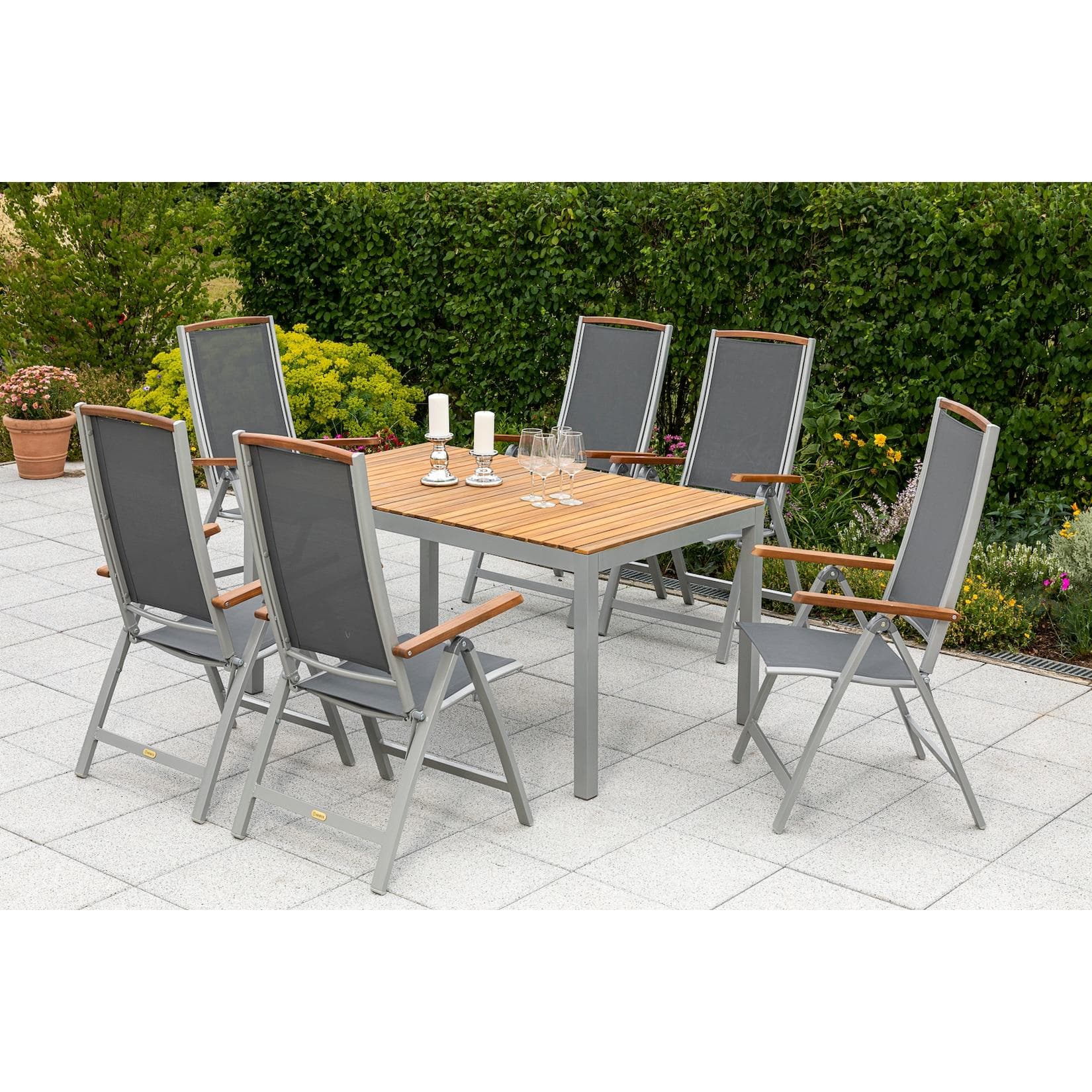 Merxx Siena 7-tlg. Gartenmöbel-Set Aluminium Schwarz
