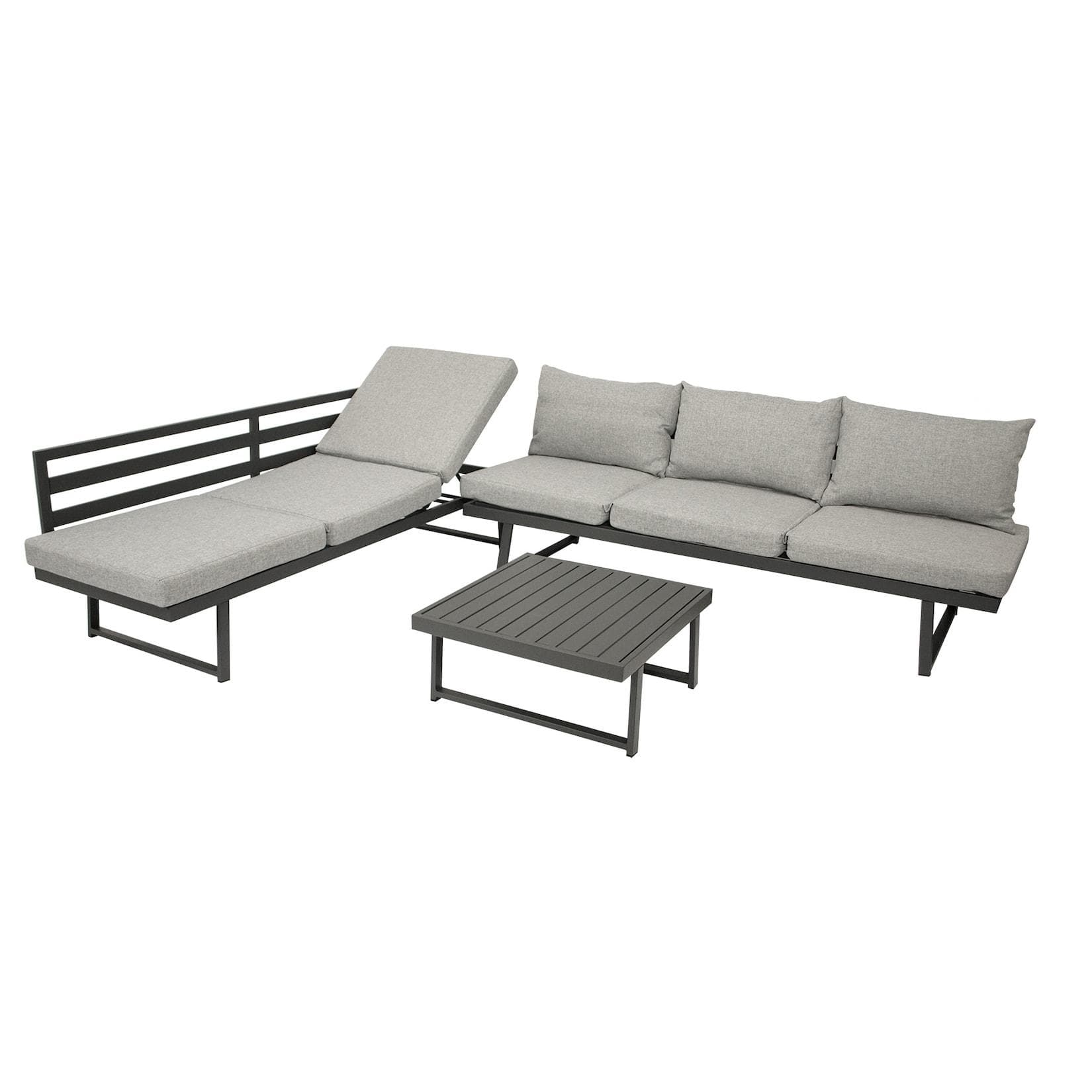 DEGAMO Funktions Lounge Set BOGOTA Aluminium Grau mit Liegefunktion