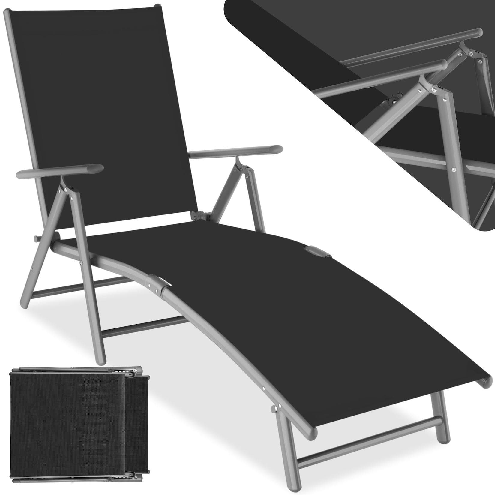 TECTAKE Marisol Gartenliege - Klappbar, Aluminium, 7-Stufen Verstellbar