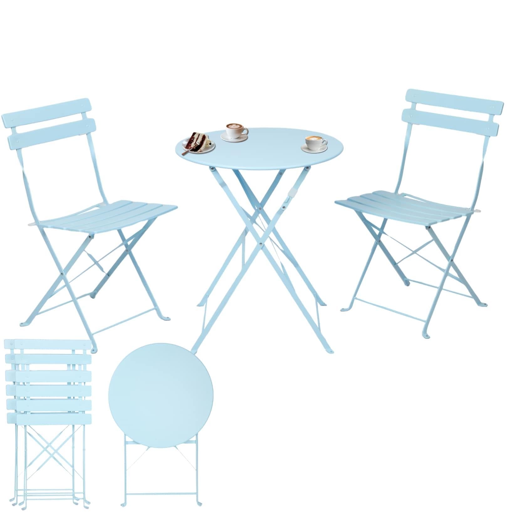 Albatros International Bistroset 3-teilig Blau Metall Klappbar