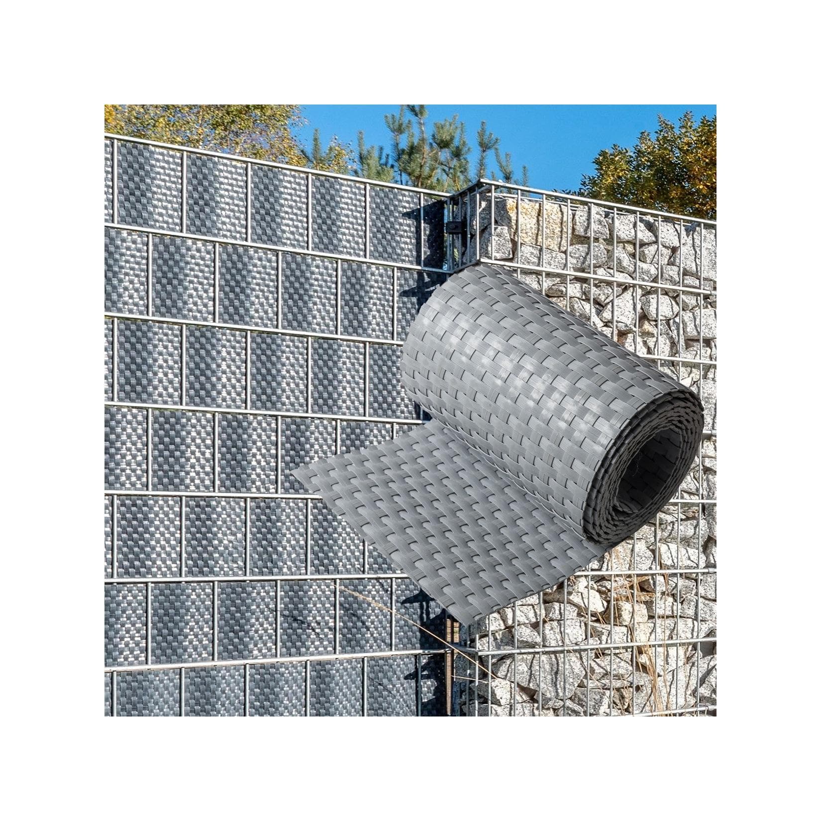 NYVI Sichtschutzstreifen Privafence 10-St. Grau Polyrattan Optik Wetterfest