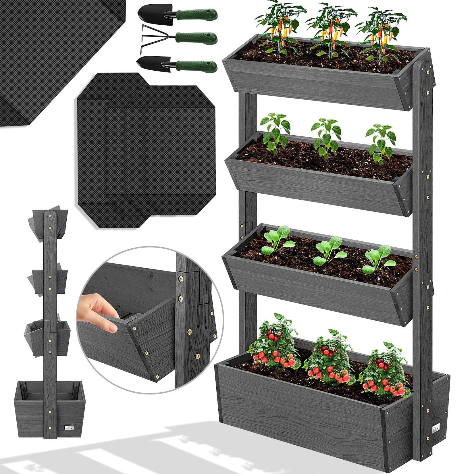 KESSER Hochbeet mit Etagen Premium Blumenkasten Blumentreppe Pflanztreppe