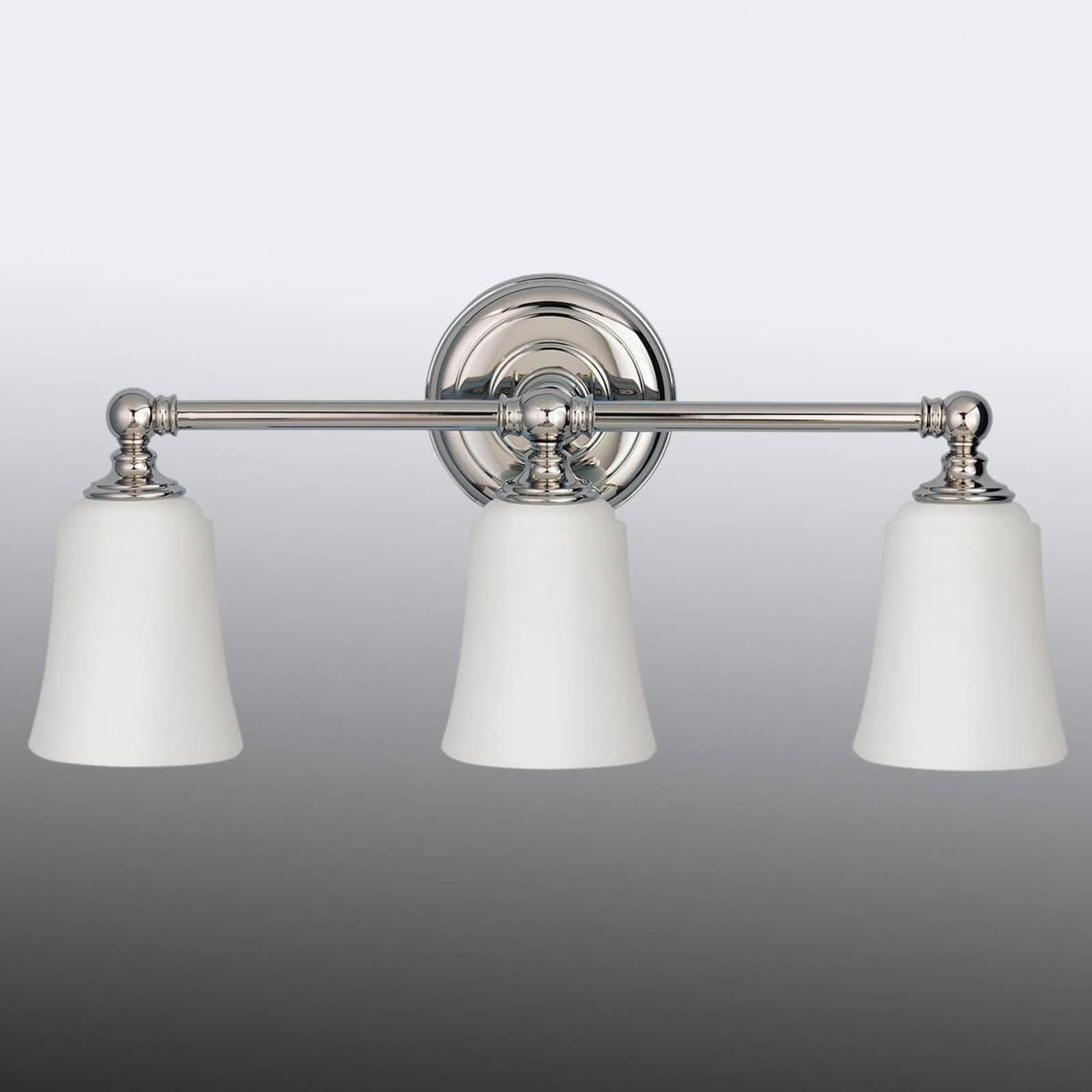 Badezimmer-Wandleuchte Huguenot Lake, 3-flammig, Weiß/Grau