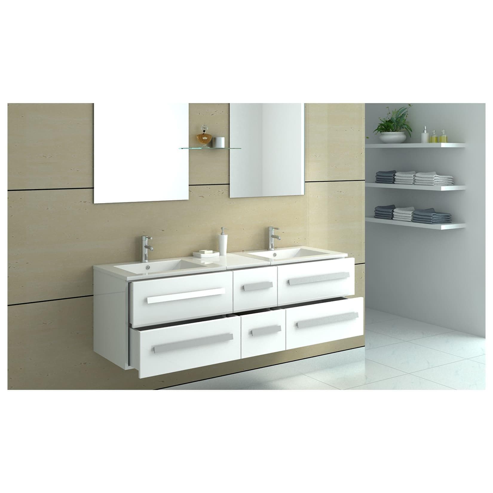 Jet-Line Badmöbel Badset 2-Personen Zürich Weiß Hochglanz mit Spiegel