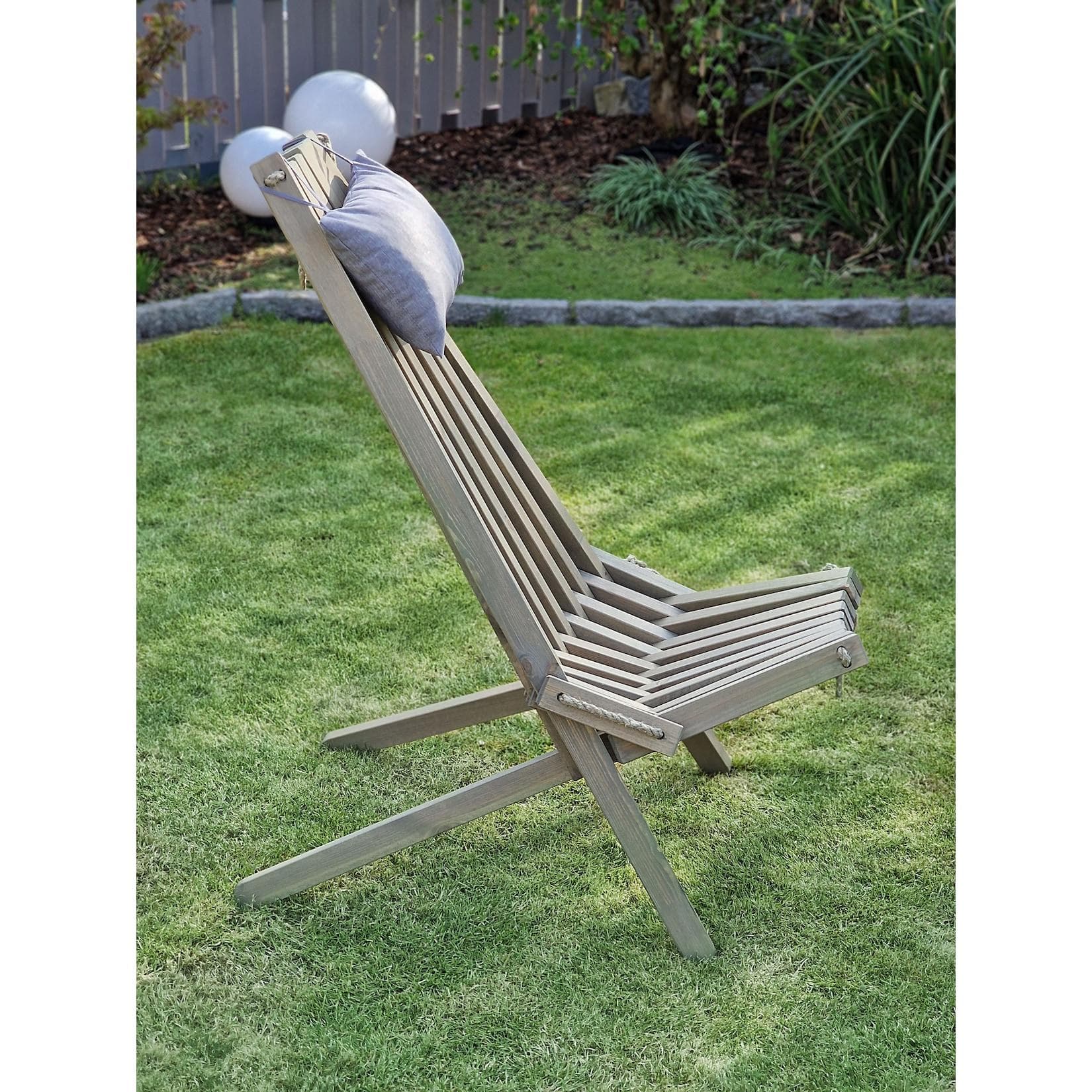 Klappbarer Relaxsessel aus Kiefernholz grau - Outdoor Lounge Sessel
