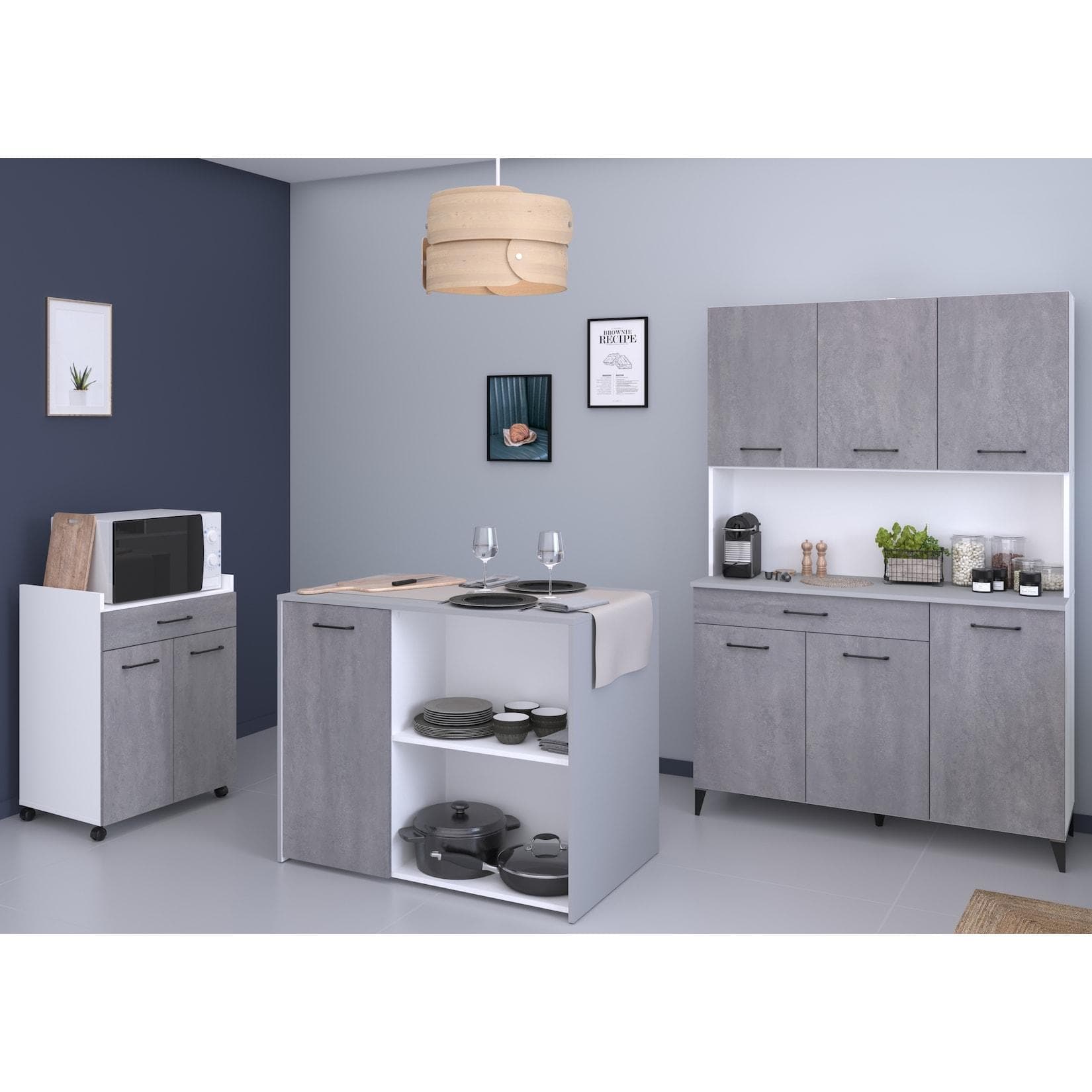 Parisot Malice 6 Mehrzweckschrank-Set Grau Beton Optik