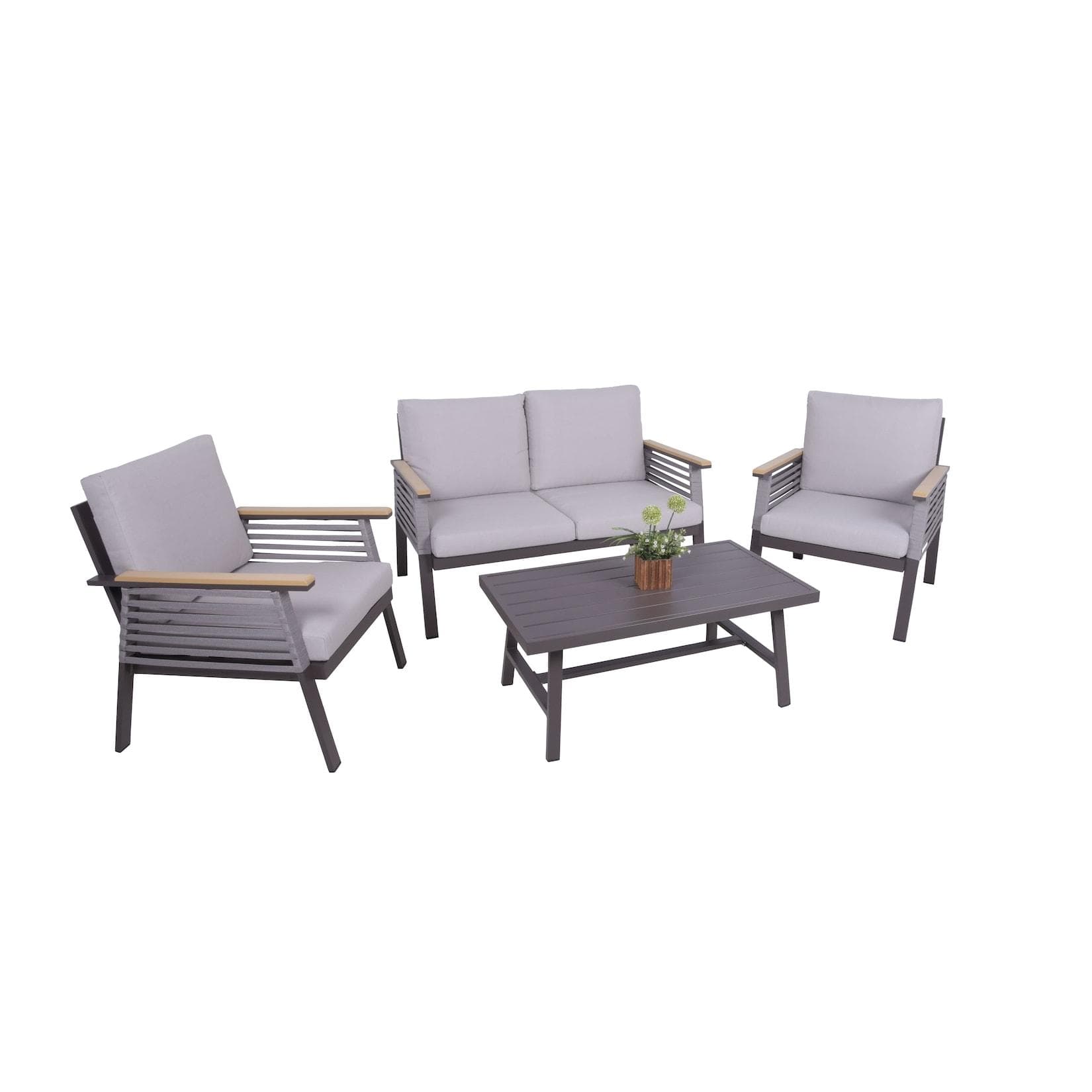 Garden Pleasure Lounge-Gruppe DENIA Gartenlounge-Set Beige Grau Aluminium