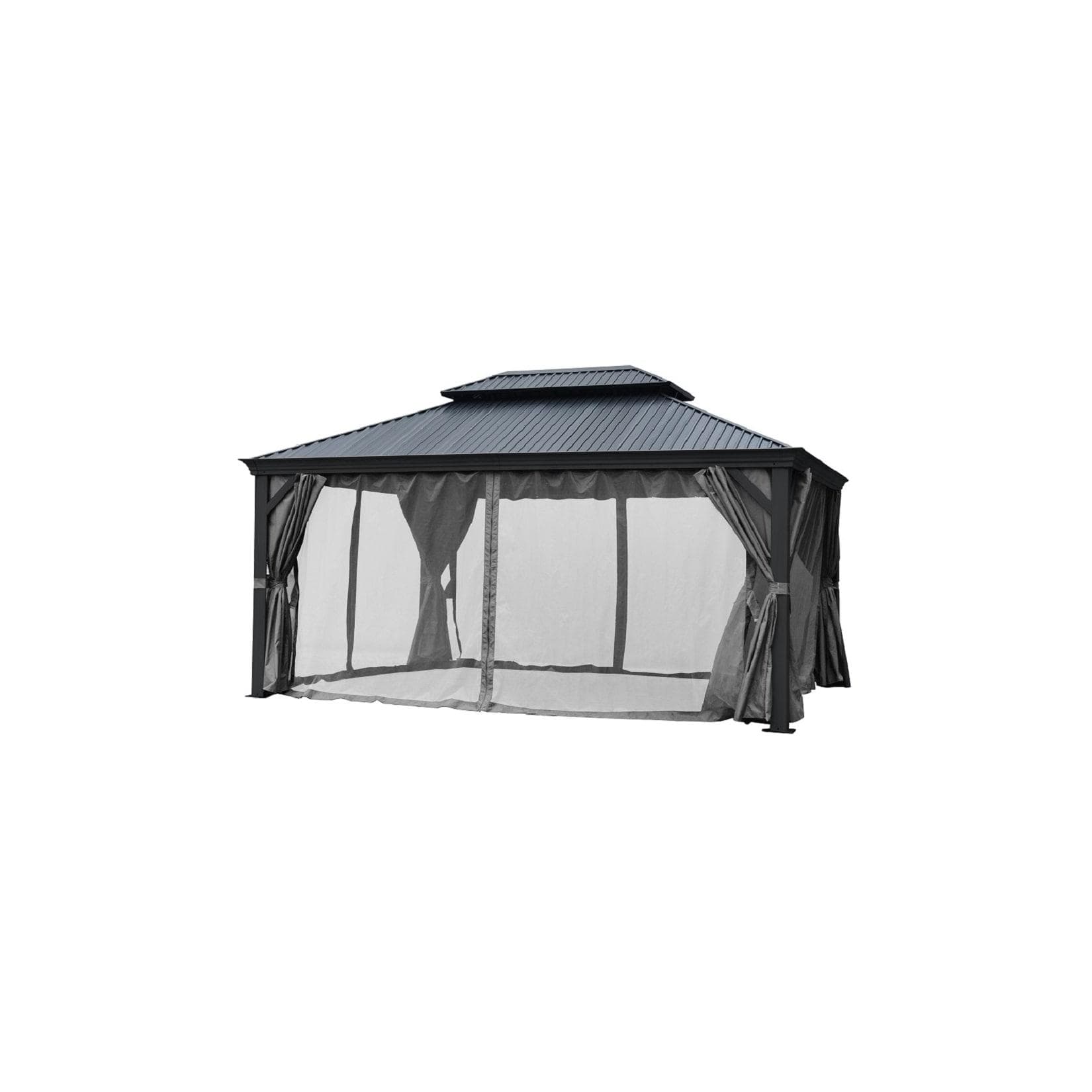 Pavillon Gartenpavillon 3,65x3,65m BAGDAD Anthrazit Aluminium Metall-Dach
