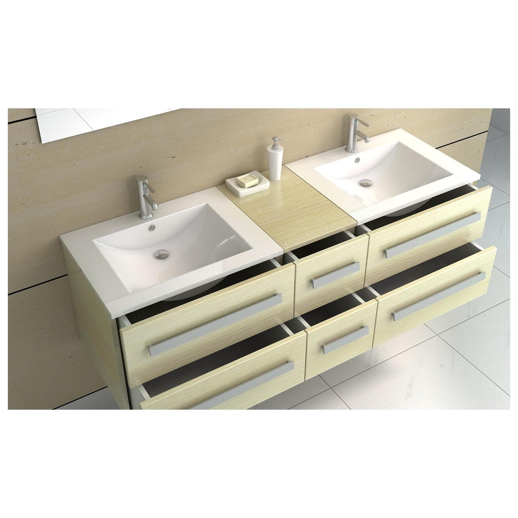 Jet-Line Badset 2-Personen Set Doppelwaschtisch Holzoptik Hell