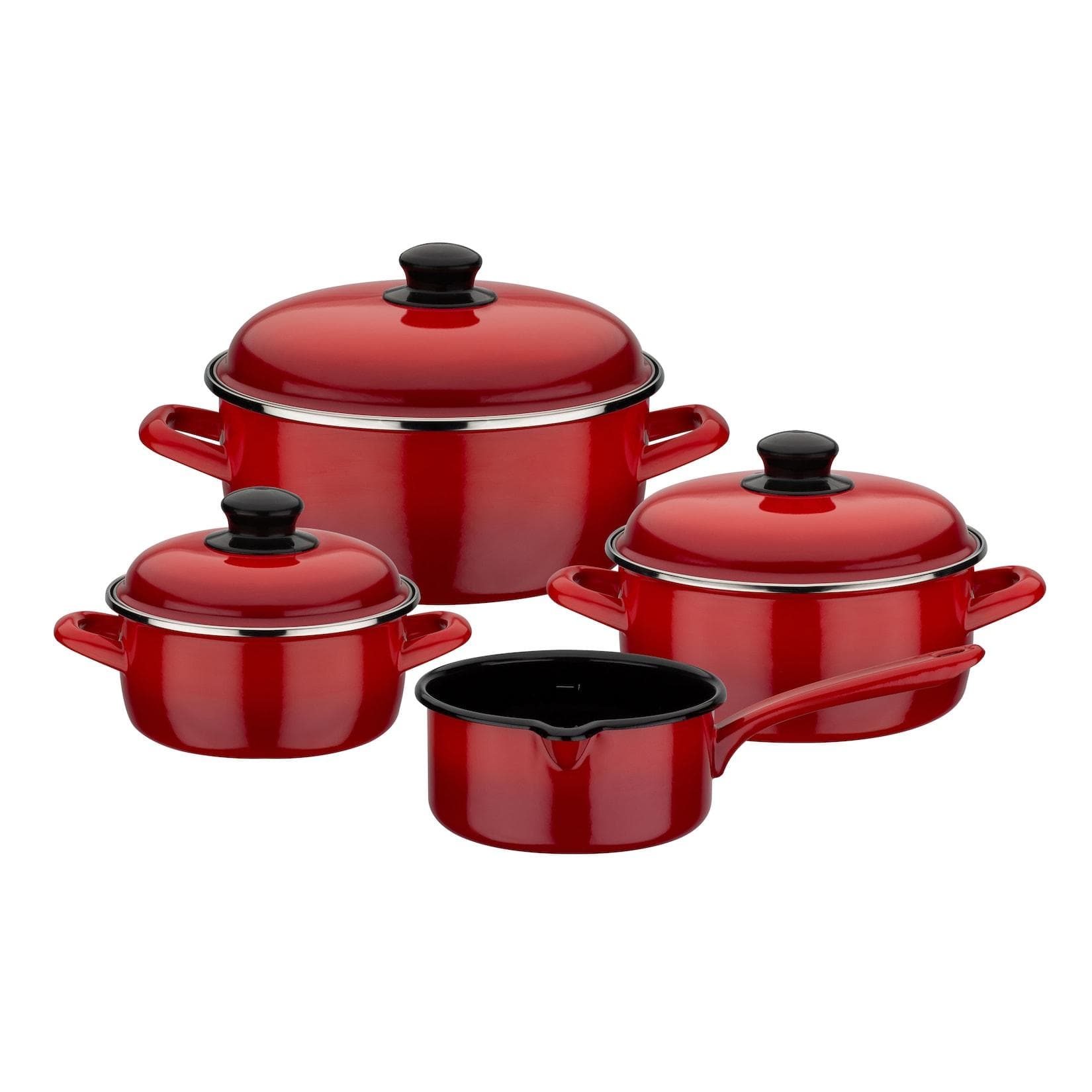 GSW Kochtopf-Set Red Shadow 7-tlg. Stahl-Emaille