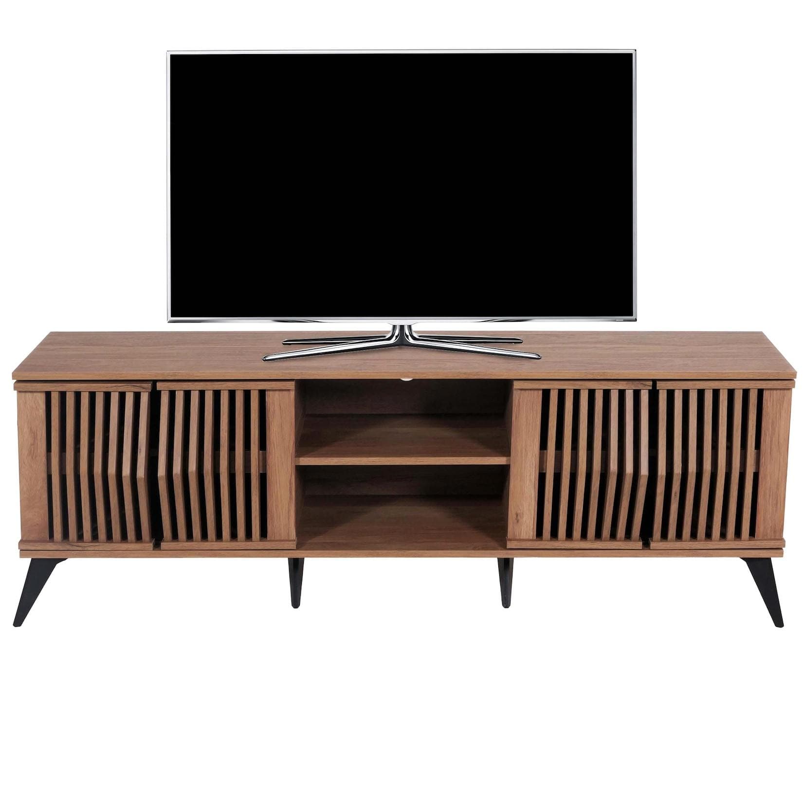 TV-Rack MCW-M45 Braun 3D-Design Lowboard Schrank