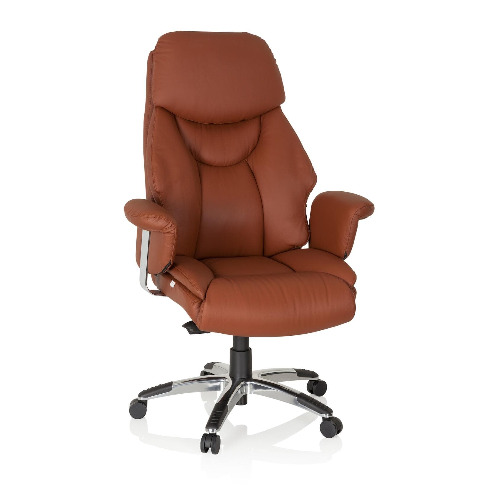 Luxus Leder Chefsessel mit Armlehnen - Ergonomischer Profi Drehstuhl