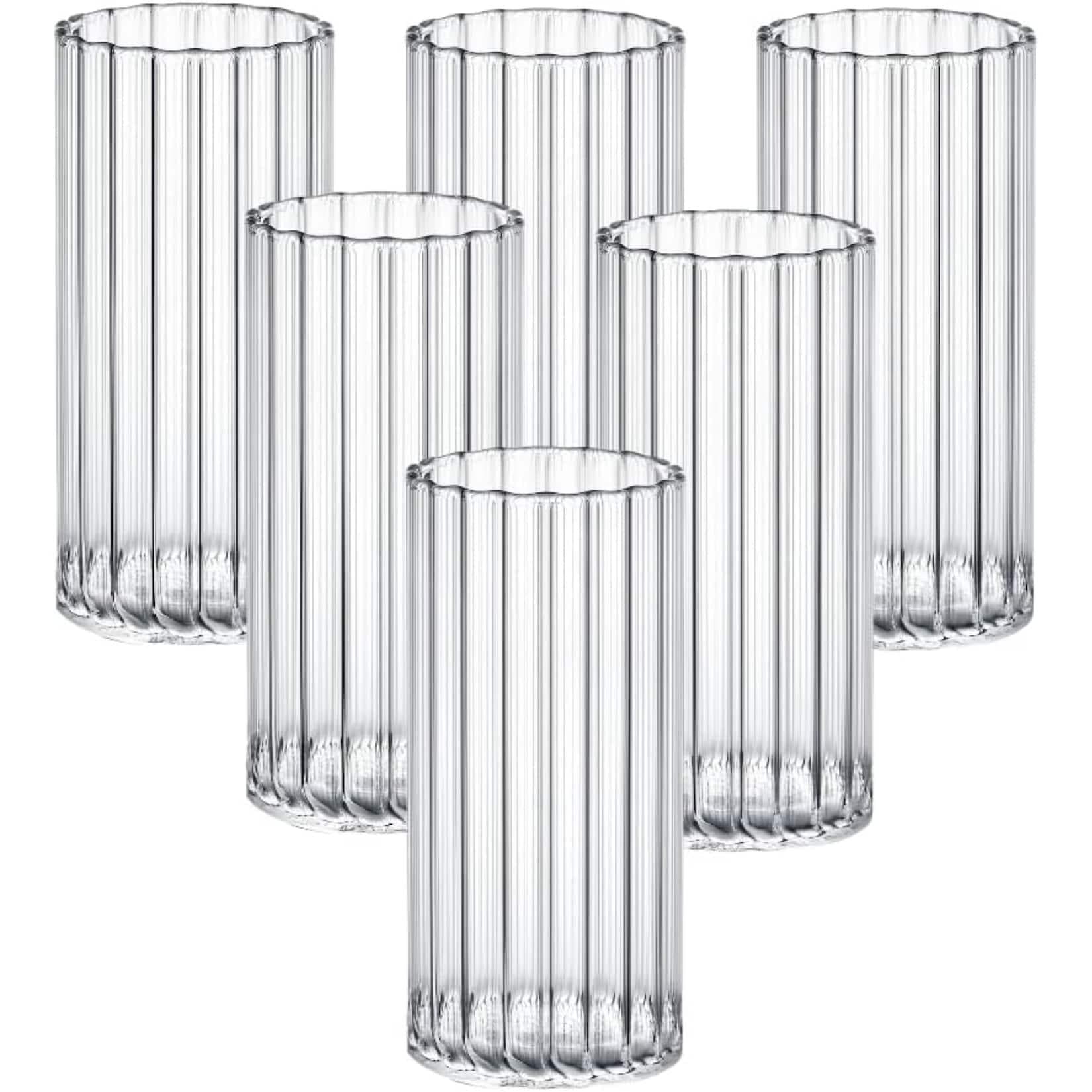 Wilmax Trinkgläser 6er-Set 300 ml Geriffeltes Glas