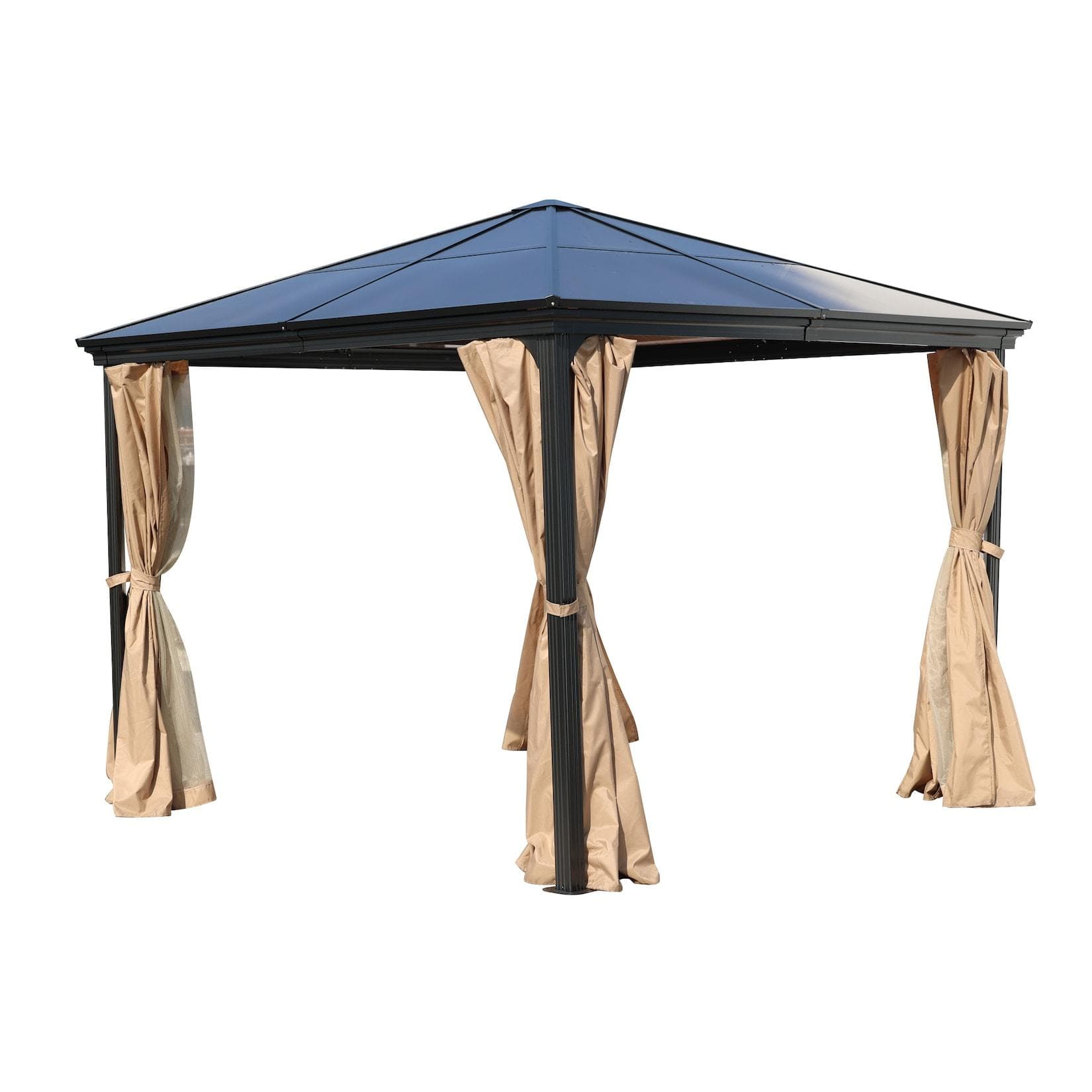 Jet-Line Pavillon Gartenpavillon 3x3m Suez II Braun Aluminium UV-Schutz Sonnenschutz