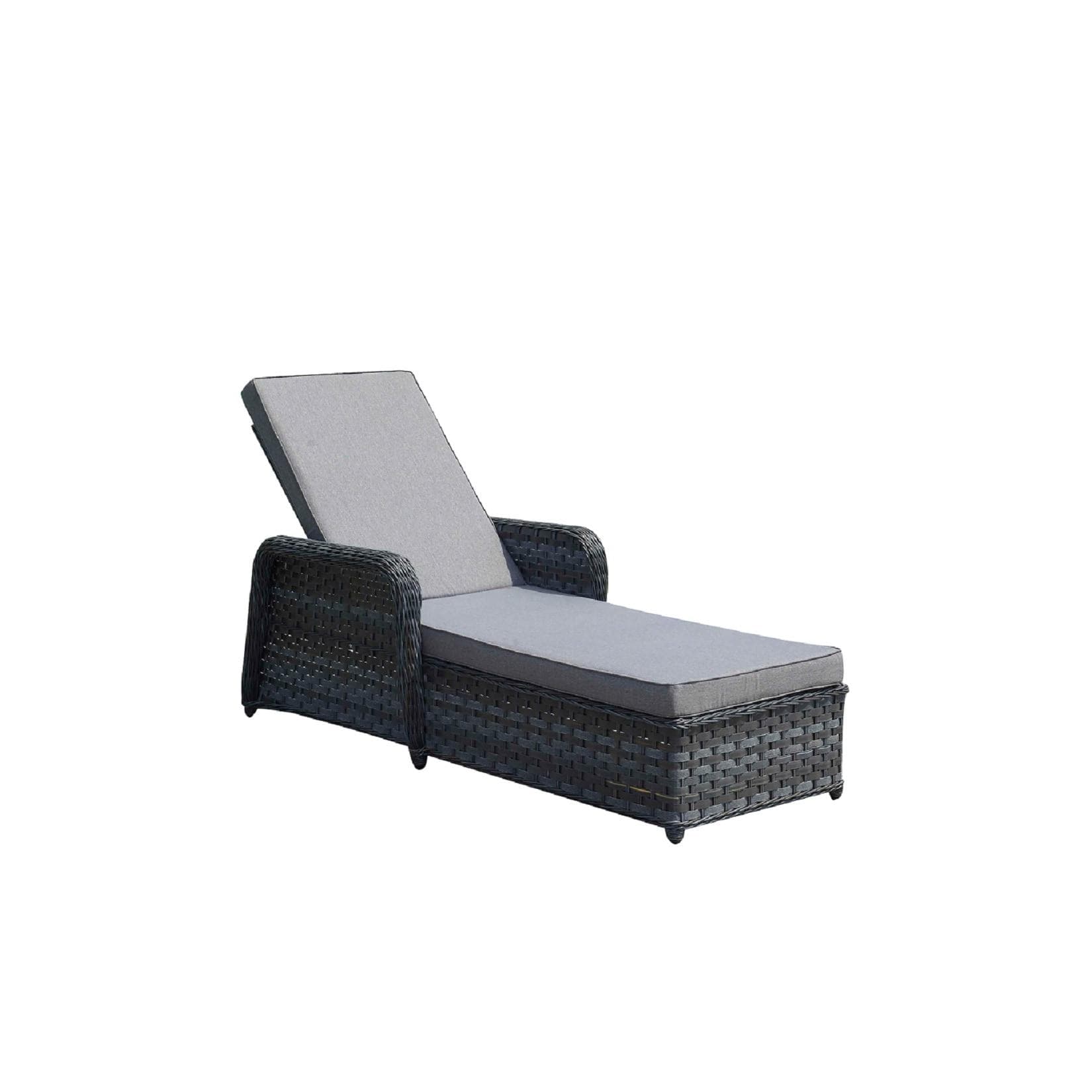 Gartenliege Grenada 202x55/30x74 cm Anthrazit Rattan mit Kissen