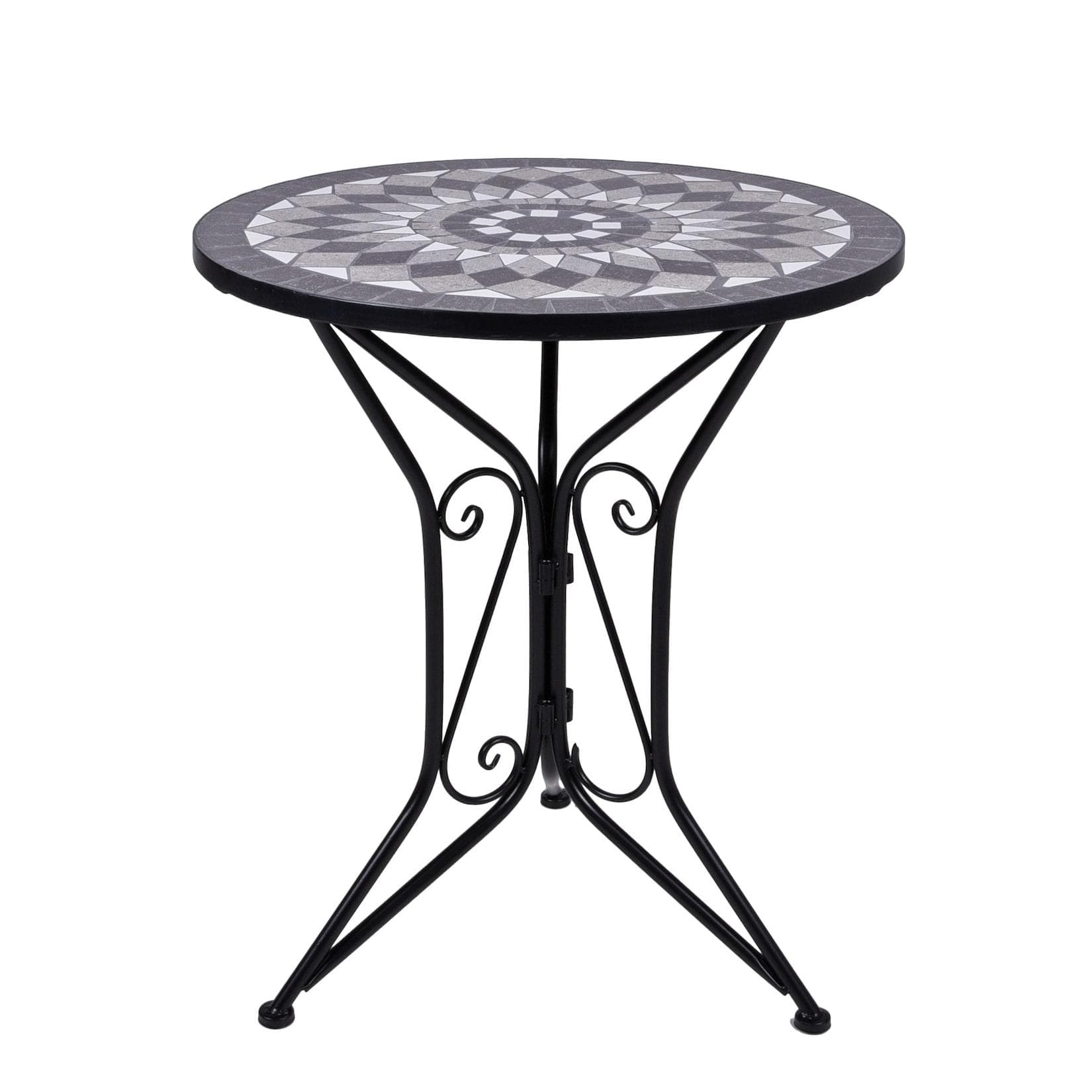 Steingut Mosaik Essgruppe Weiß Grau - 3-teilig