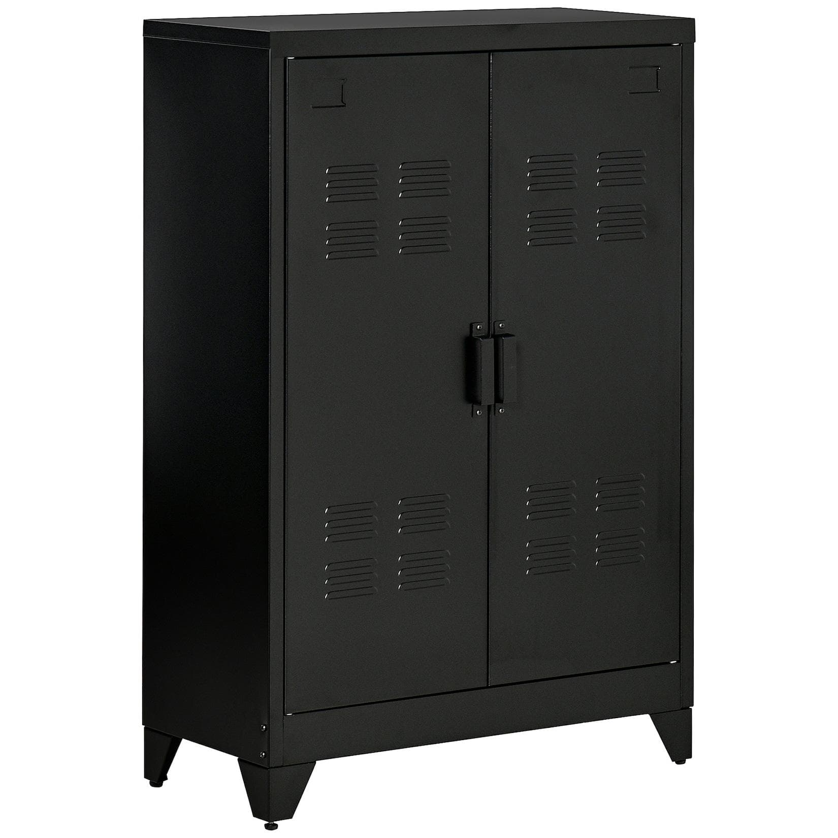 Metall Highboard mit Lamellentüren und verstellbaren Böden