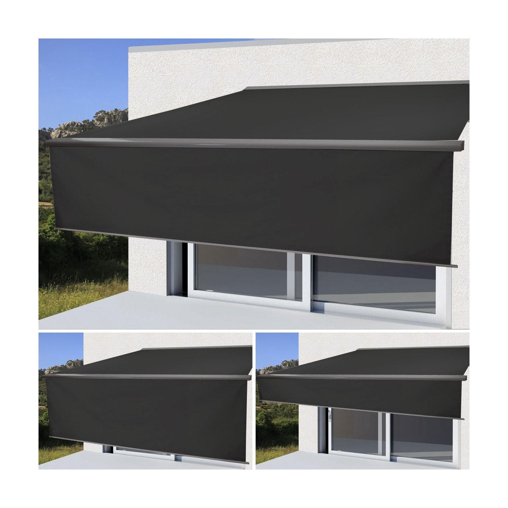 Elektrische Vollkassetten-Markise H124 4,5x3m Polyester Anthrazit Grau