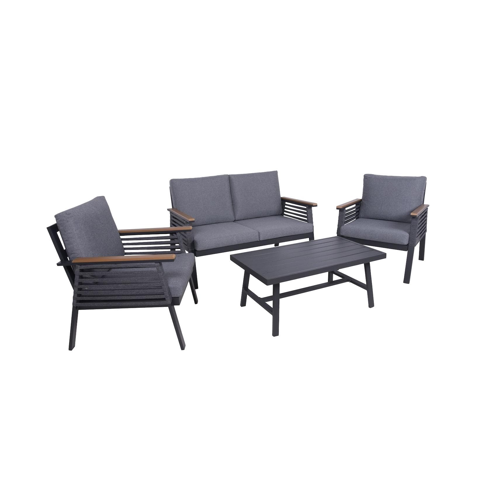 Garden Pleasure Lounge-Gruppe DENIA Gartenlounge-Set Grau/Beige Aluminium