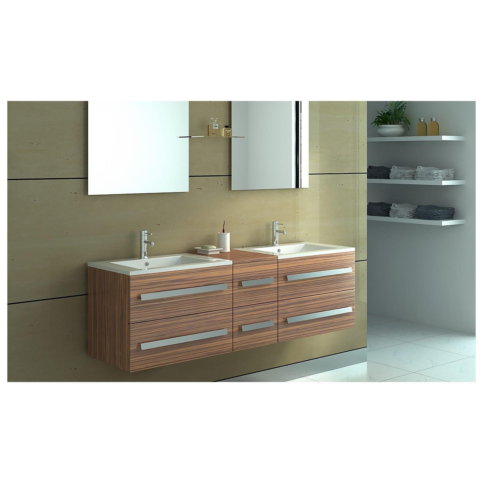 Jet-Line Badmöbel Set 2 Personen Waschtisch ZÜRICH II Holzoptik Zebra Dunkel