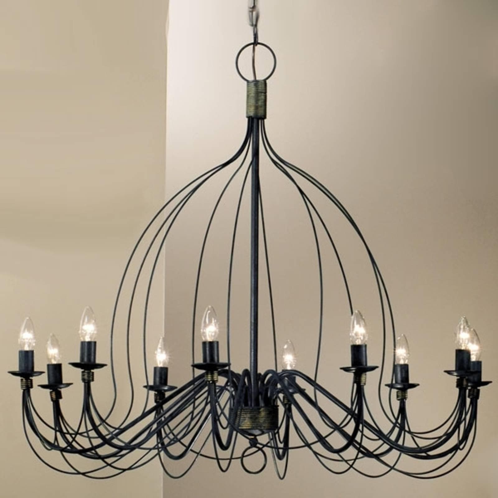 Kronleuchter Filo 10-flammig Blau-Schwarz Metall