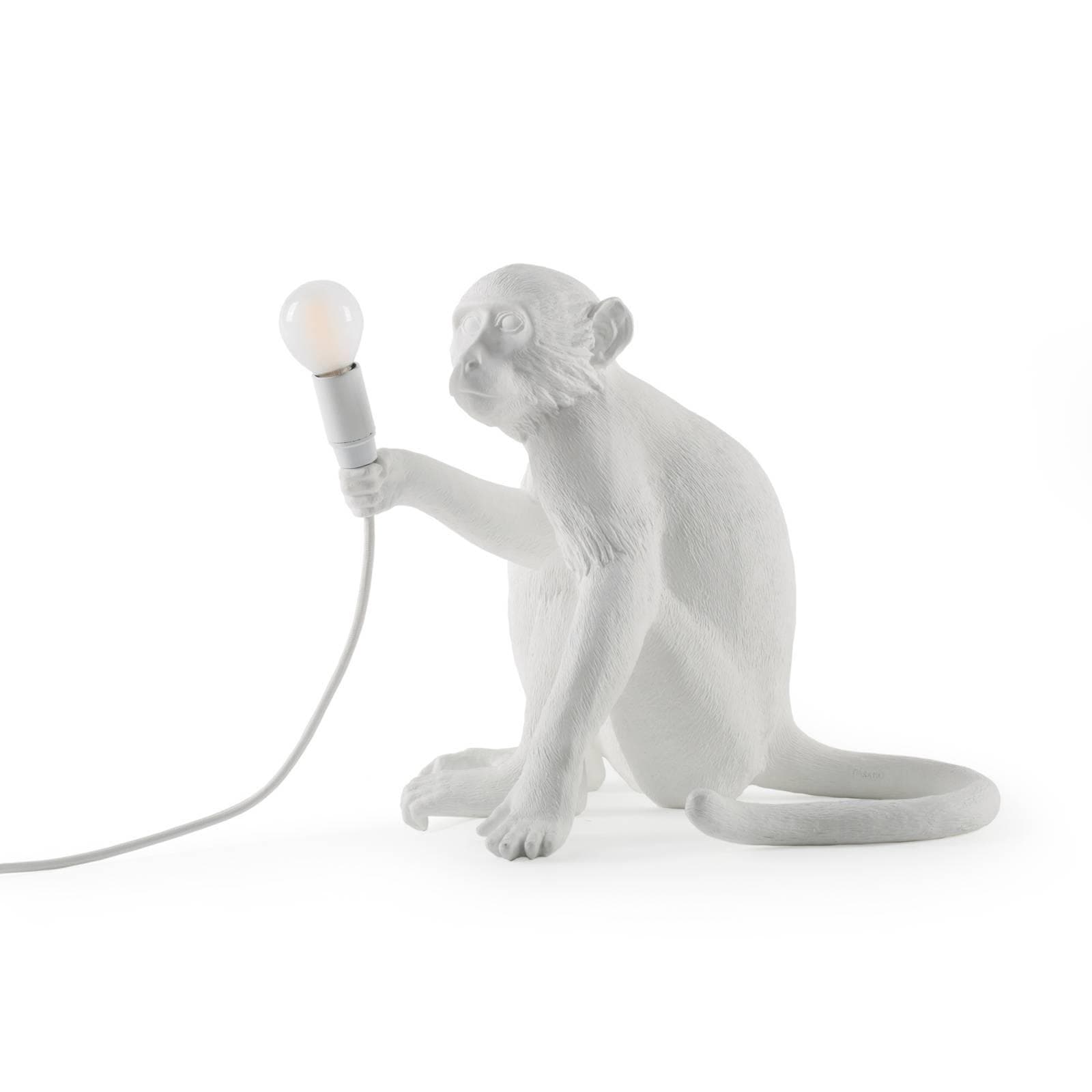 SELETTI Monkey Lamp LED-Dekolampe, weiß, sitzend