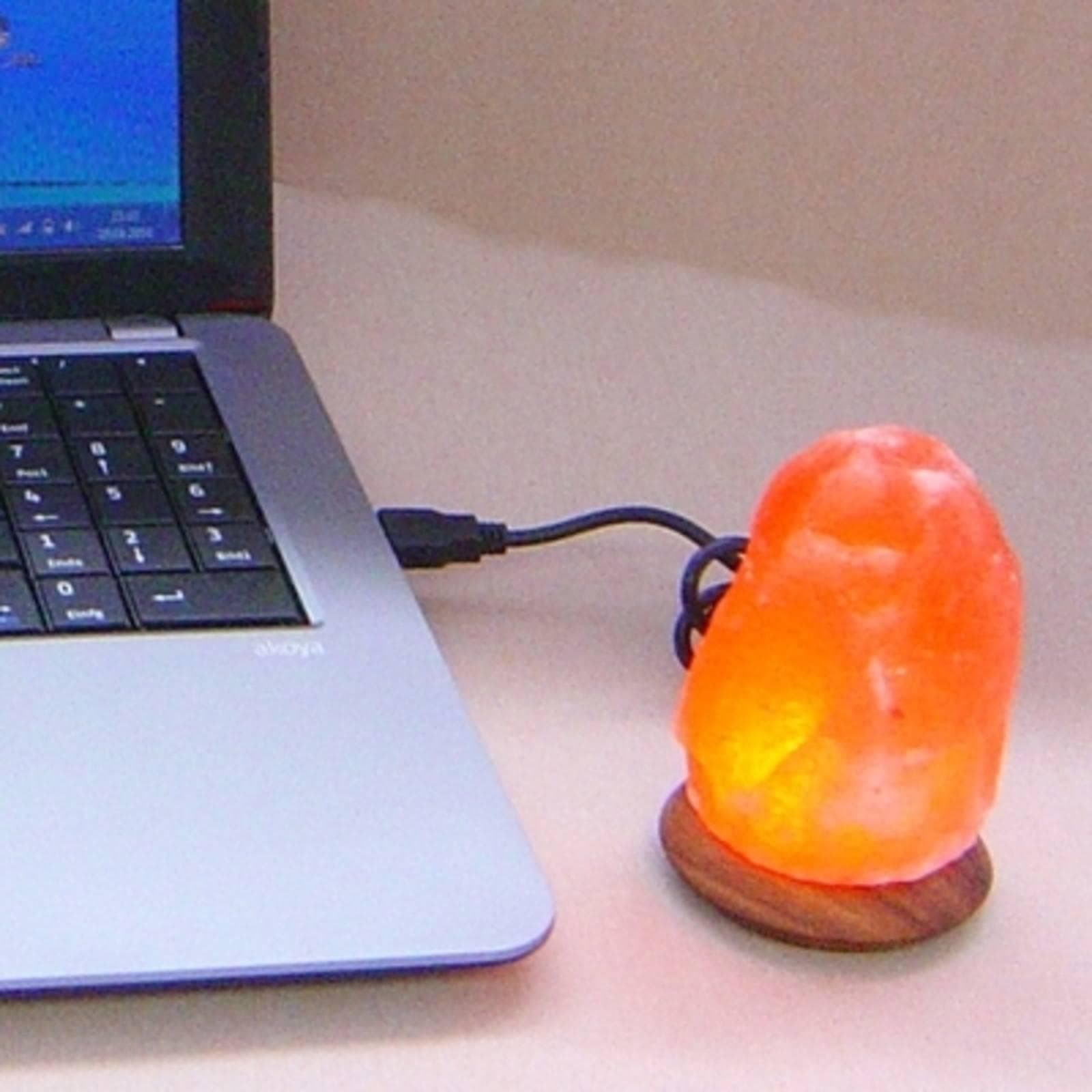 HIMALAYA SALT DREAMS Salzkristall-Tischlampe USB Orange Handgefertigt