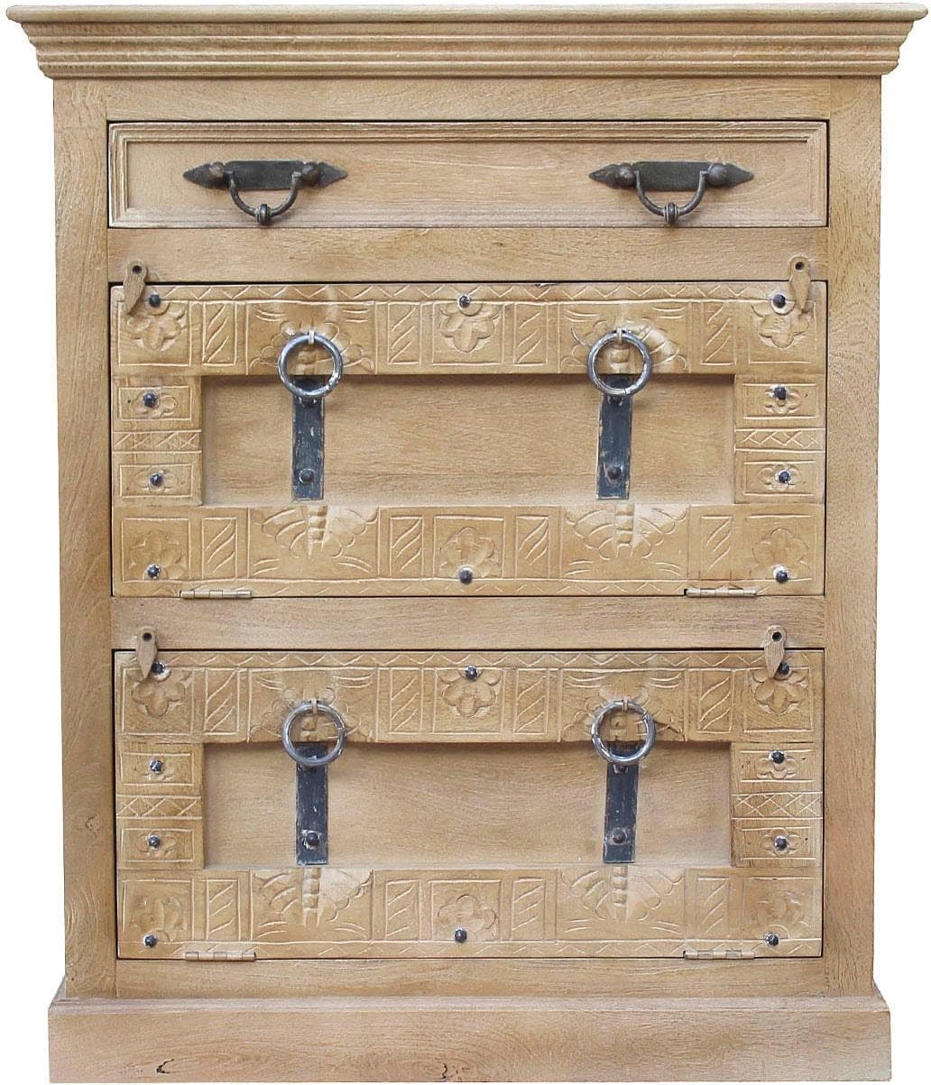 SIT Daipur Schuhschrank Massivholz Beige Grau