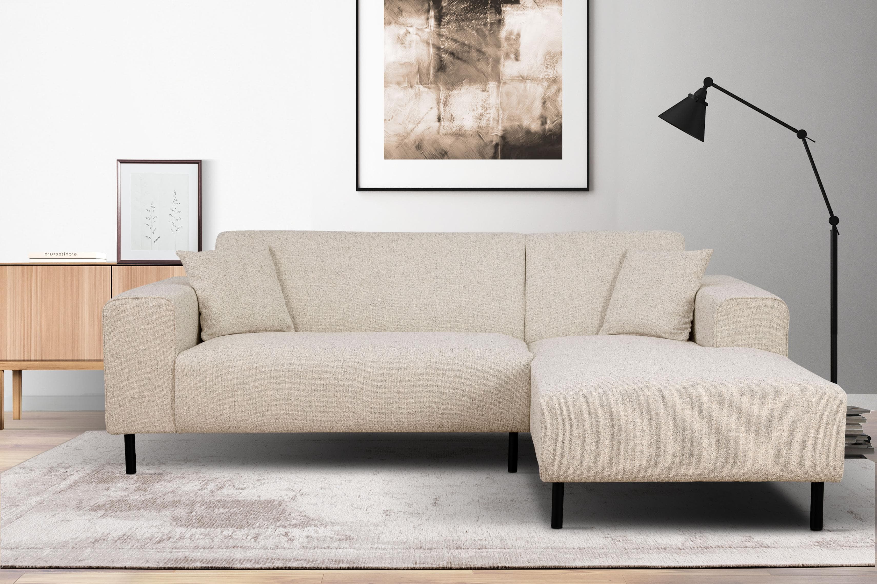 HOME AFFAIRE Ecksofa ARROS L-Form Beige mit Recamiere