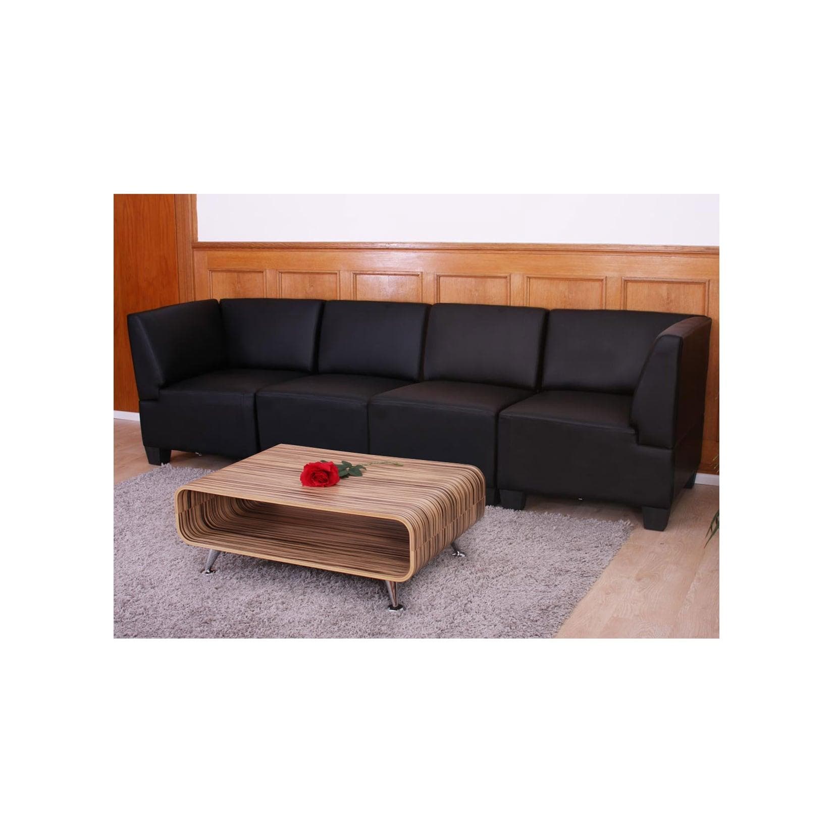 MCW Modular 4-Sitzer Sofa Couch Moncalieri Schwarz Hohe Armlehnen