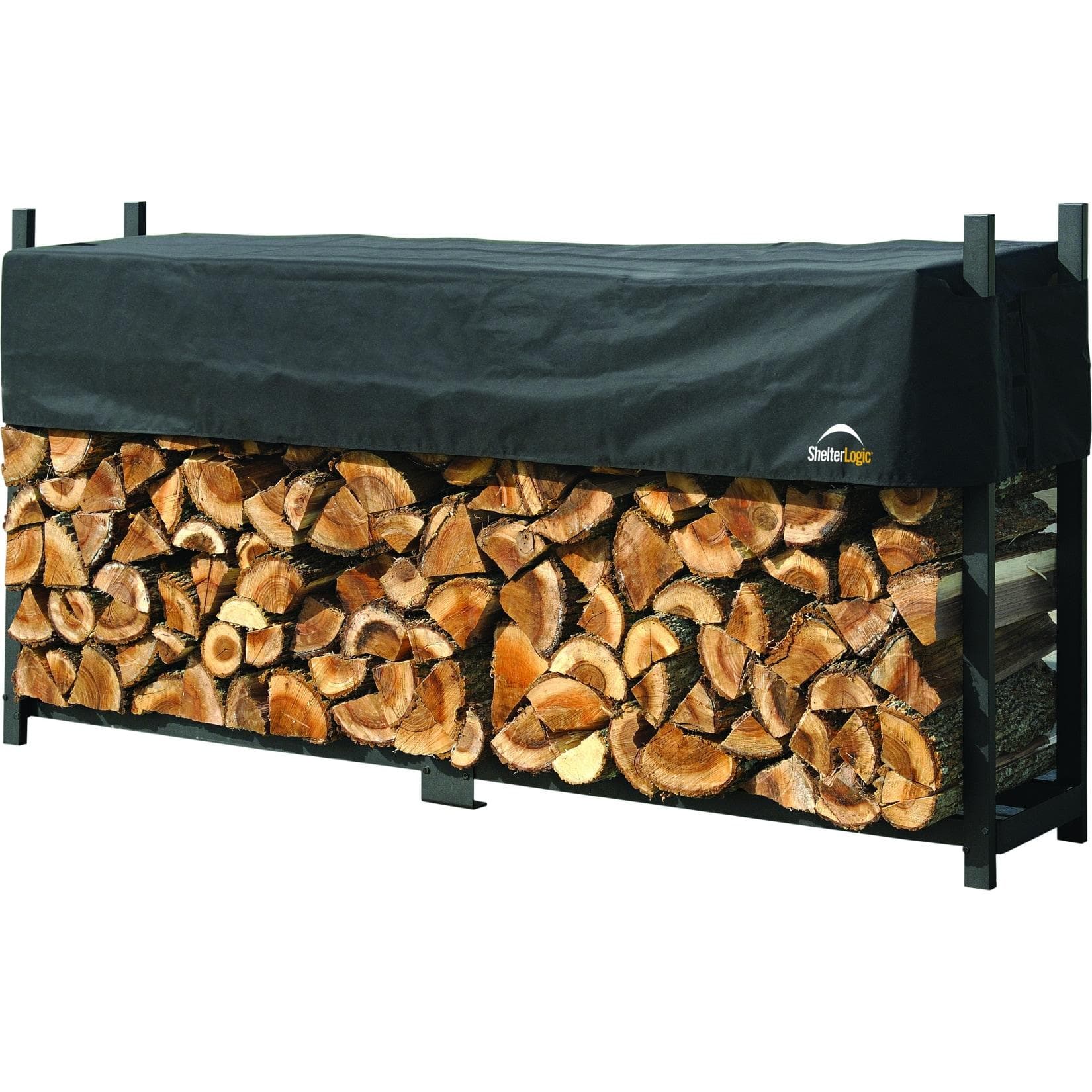 ShelterLogic Kaminholzregal Cover 240 cm Schwarz Polyester Stahl