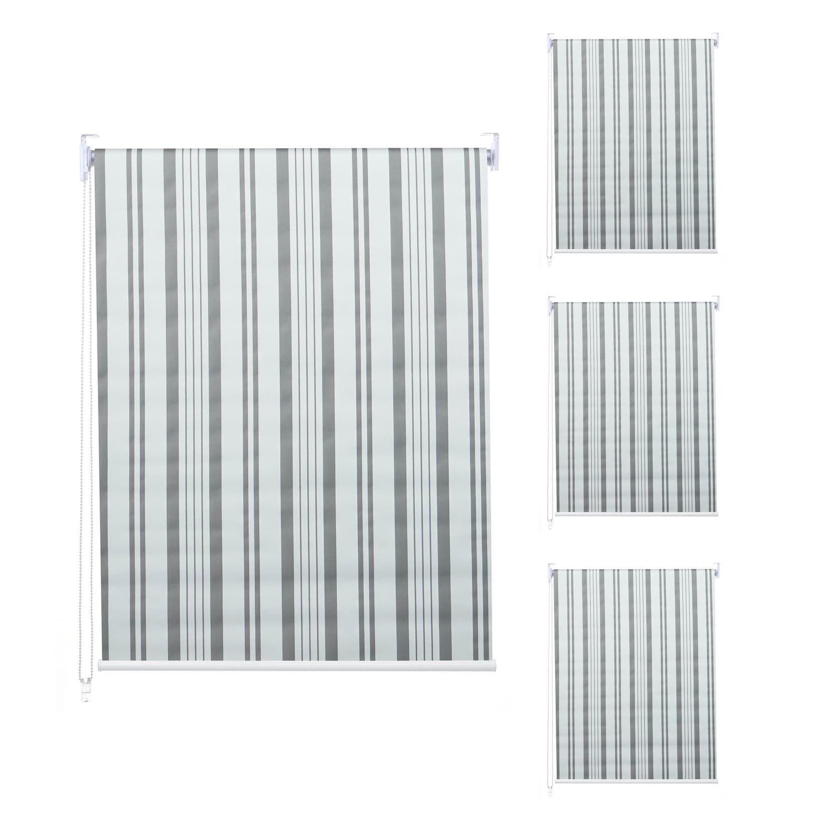 MCW 4er-Set Rollo Seitenzug blickdicht Grau/Weiß