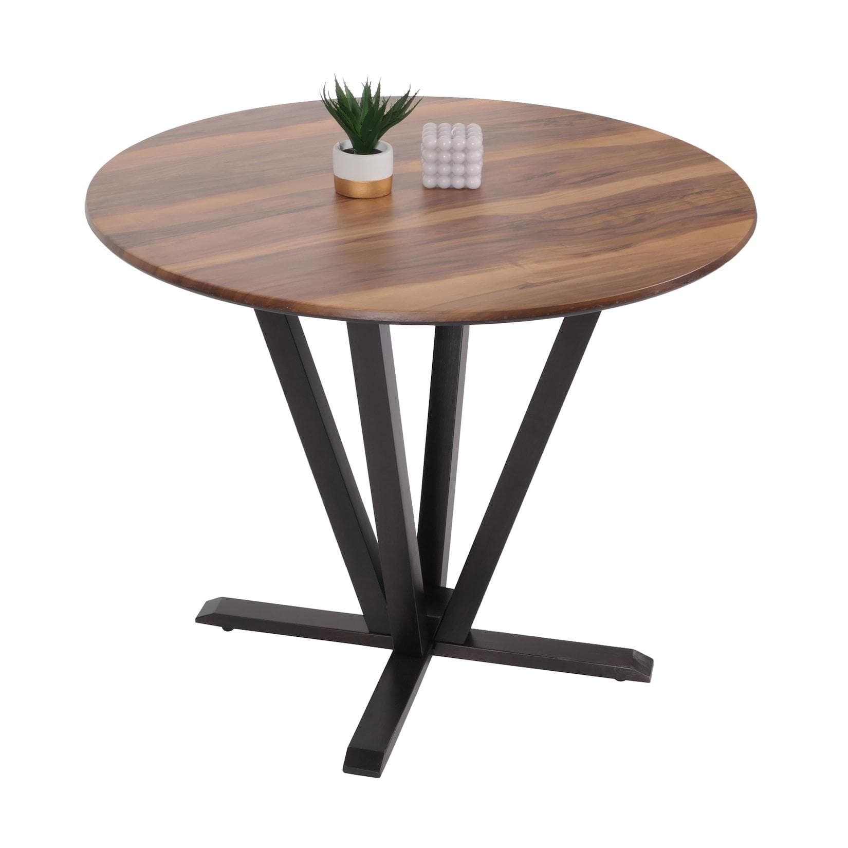Bistrotisch MCW-M56, Esstisch Massiv-Holz HPL Laminat Melamin Ø92cm, Sheesham Holz-Optik, Dunkles Gestell