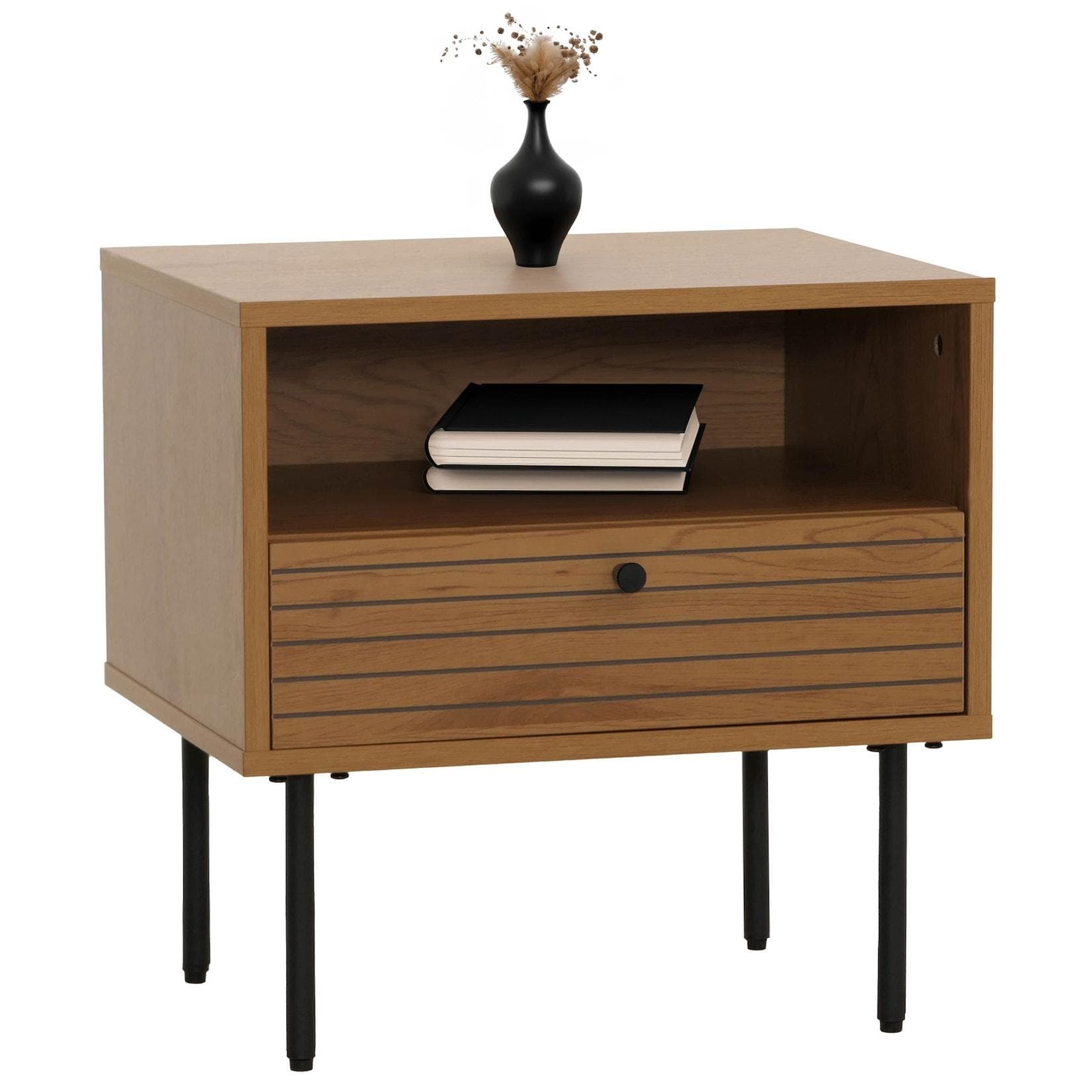 MCW Nachttisch MCW-N78 Skandinavischer Stil Metall Holz Melamin Natur