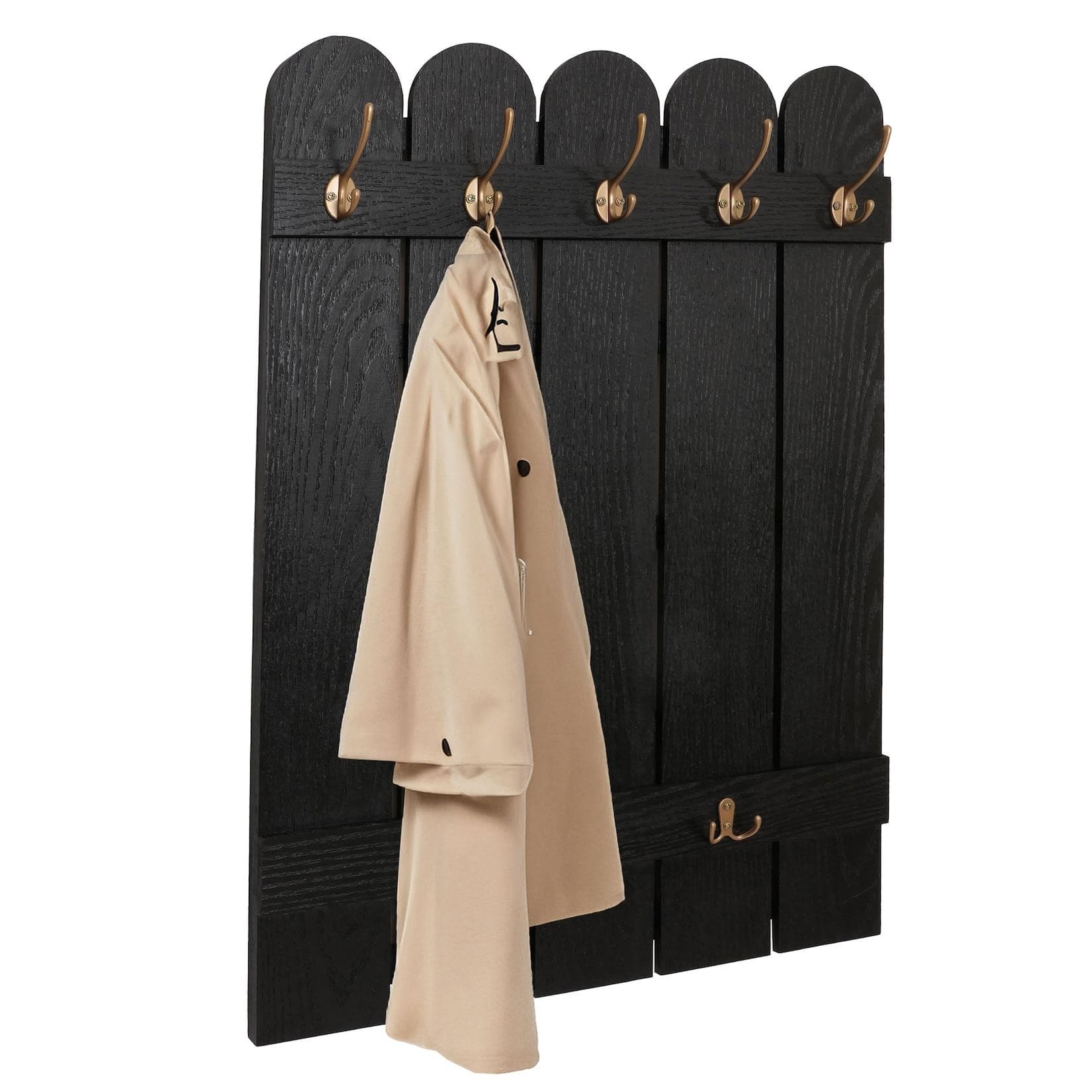 MCW Wandgarderobe Schwarz 7 Haken Paulownia