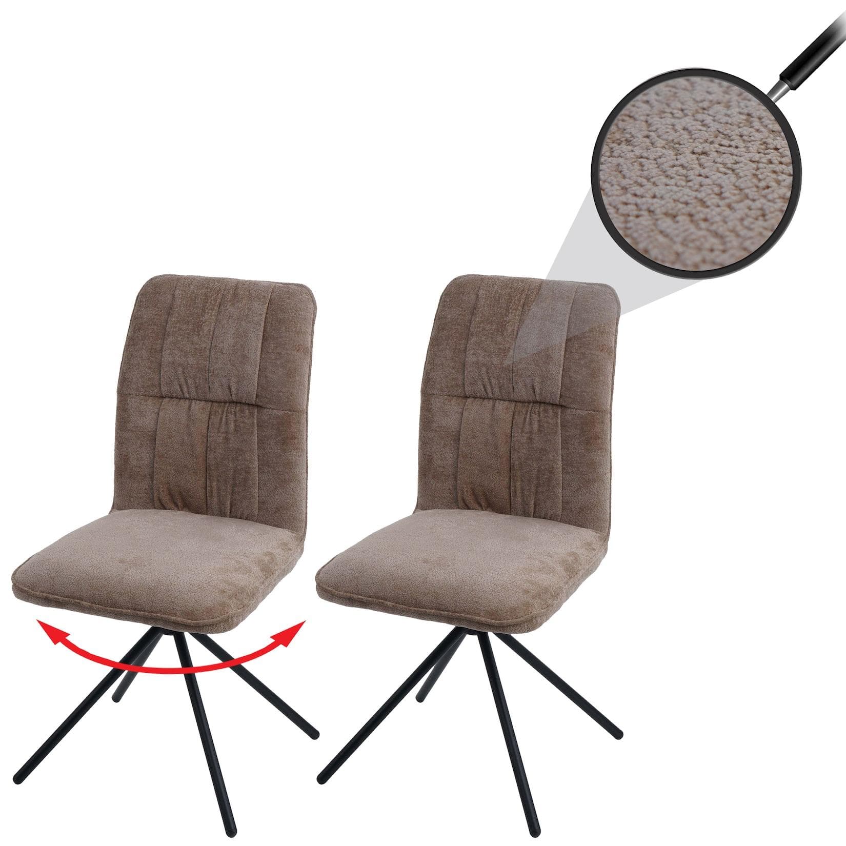 MCW 2er-Set Esszimmerstuhl MCW-N99 Hellbraun Chenille Auto-Return
