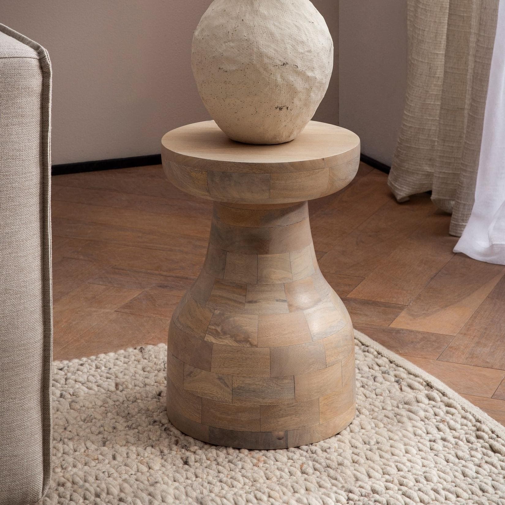 FINEBUY Beistelltisch FB108235: Moderner Wohnzimmertisch aus Mango Massivholz