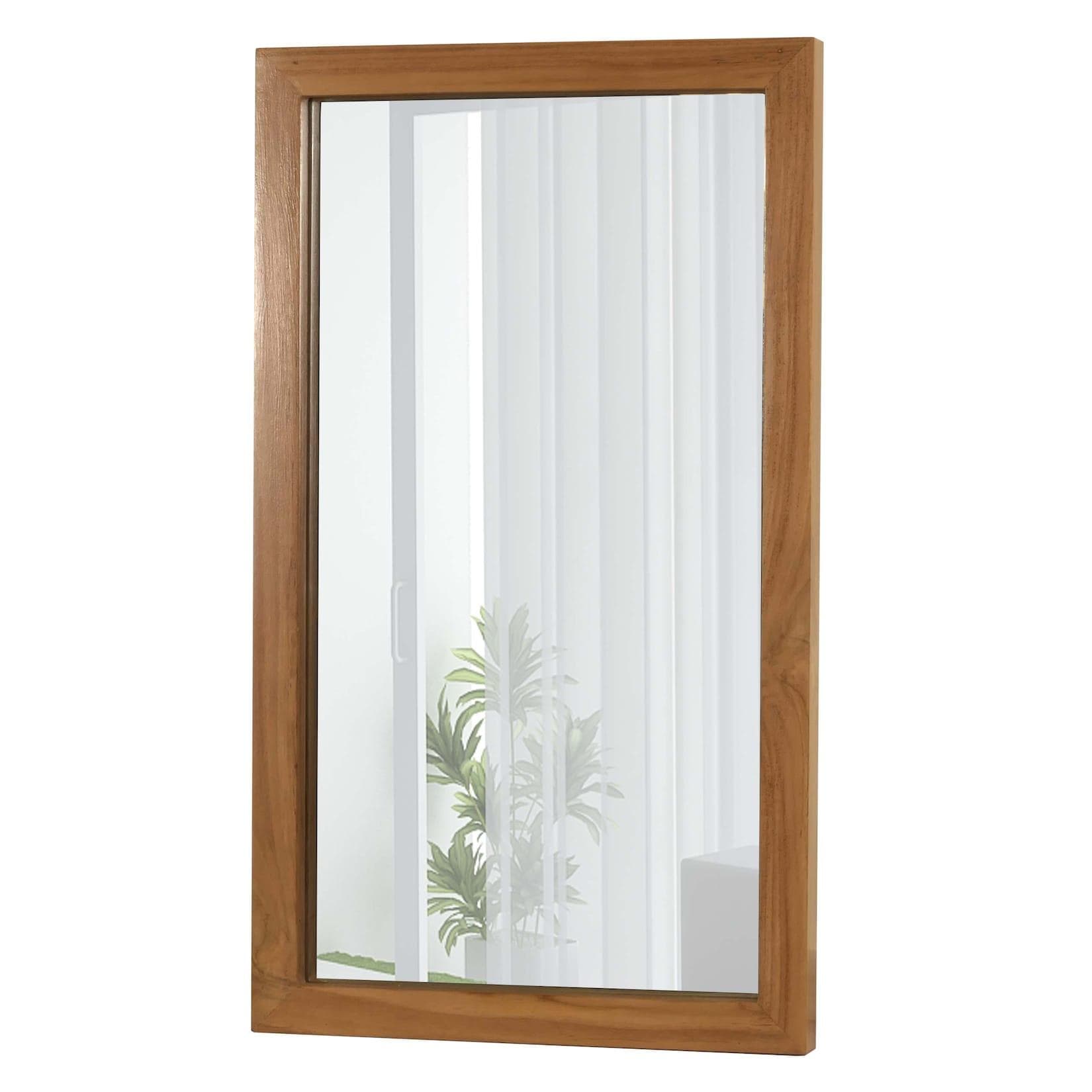 Teak-Wandspiegel MCW-M75 Badspiegel Holzrahmen