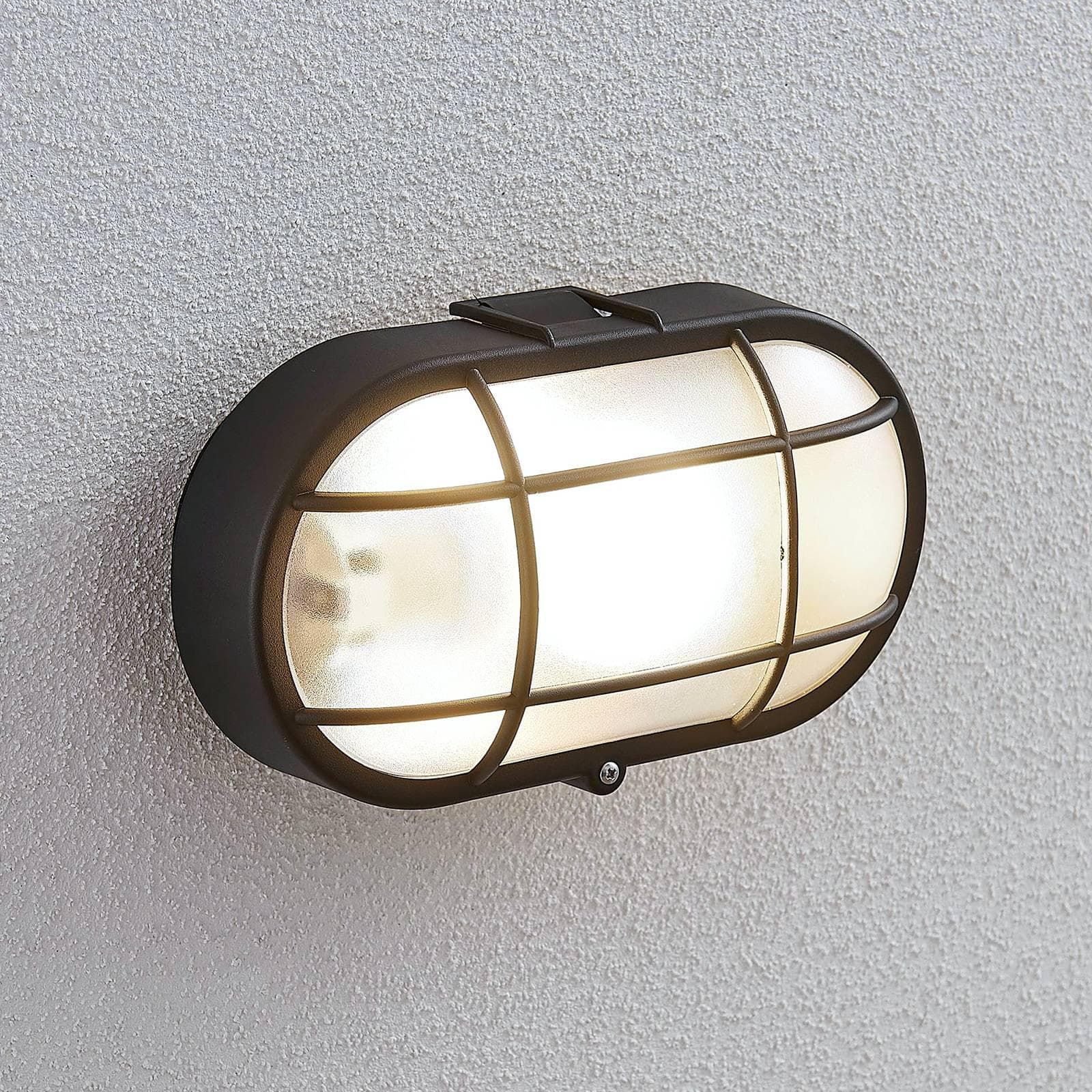 Außenwandlampe Alisha Oval Schwarz Kunststoff