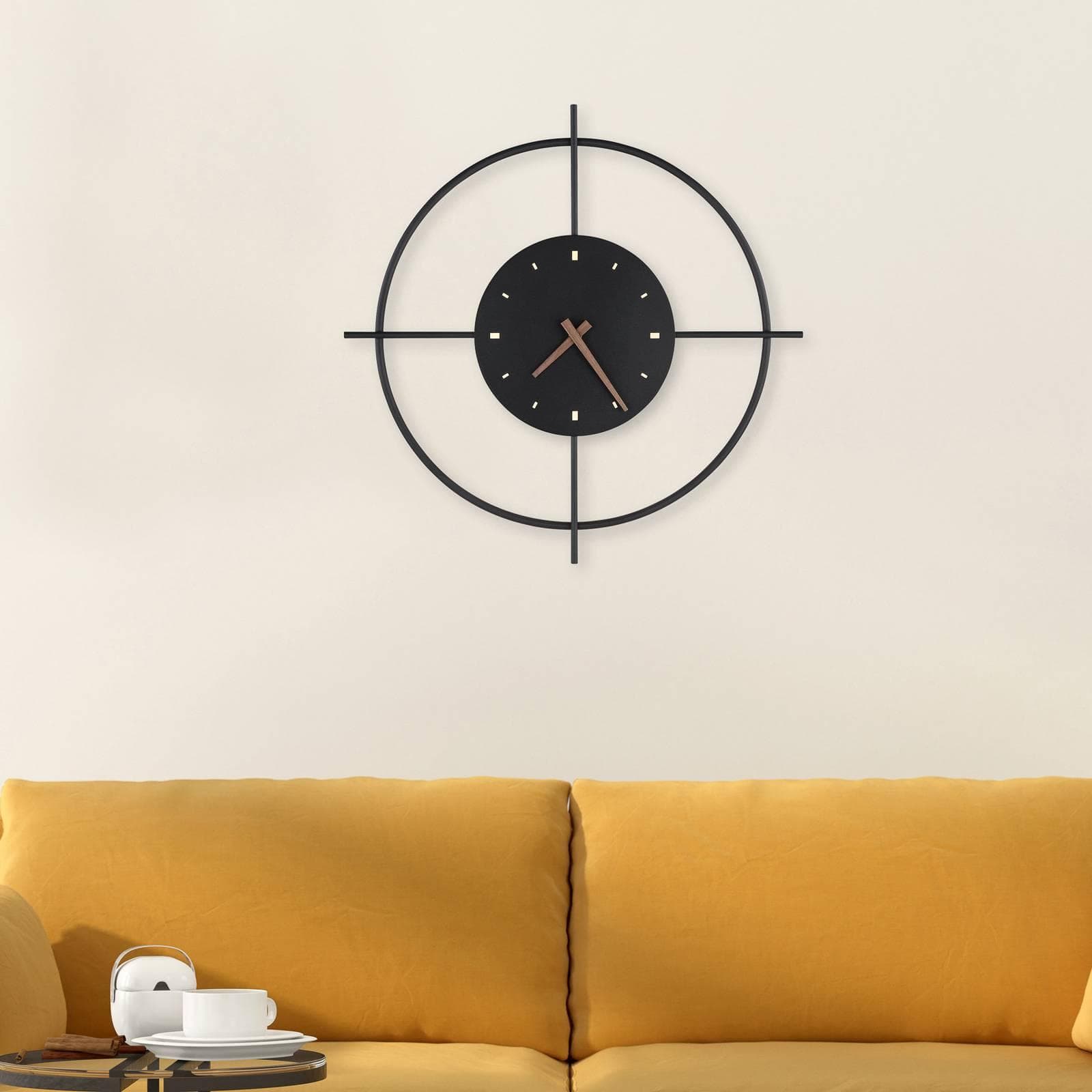 LED-Wandlampe Sussy mit Uhr, Schwarz, Ø 50 cm