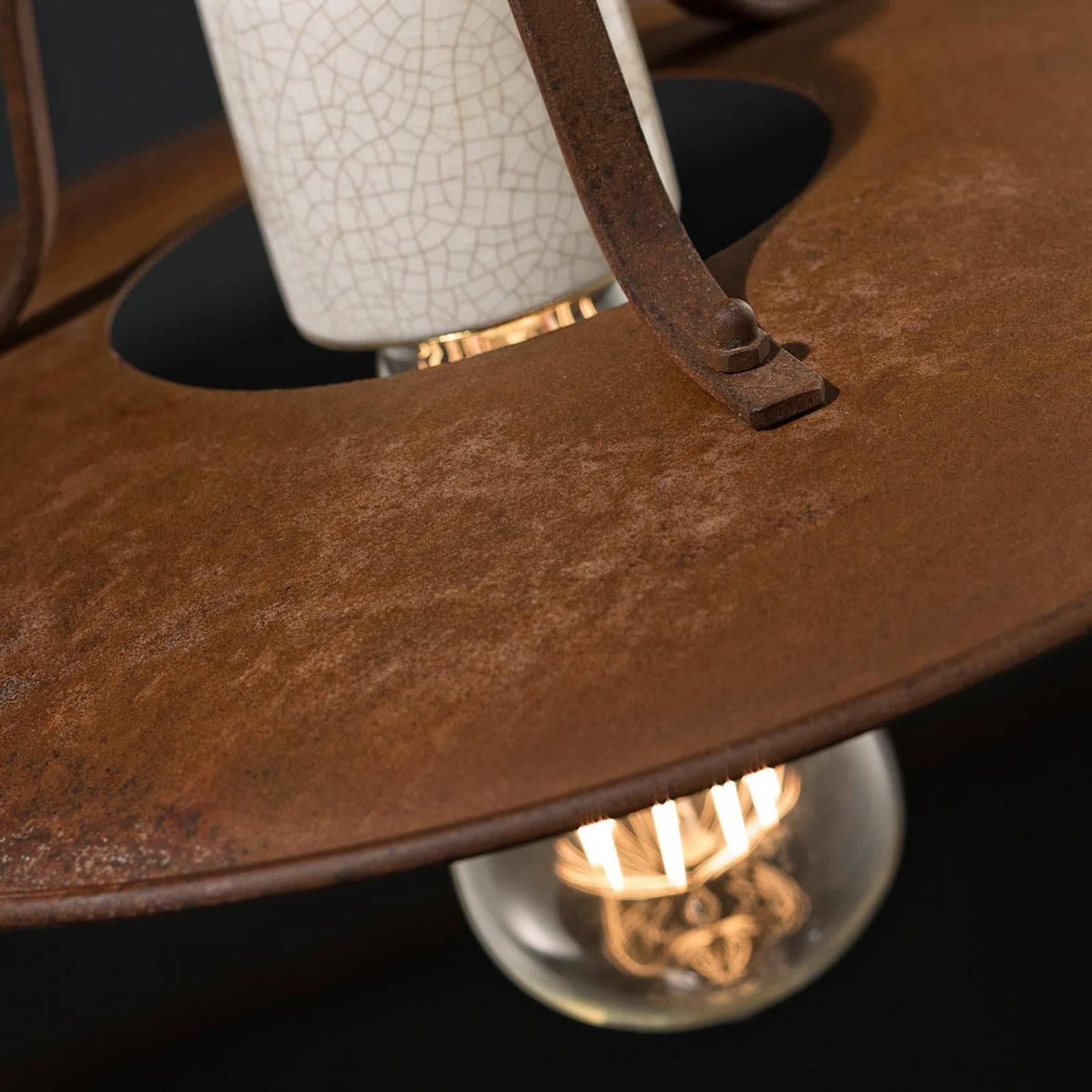 Hängeleuchte Riccardo Rustikal Keramik Weiß Rostbraun