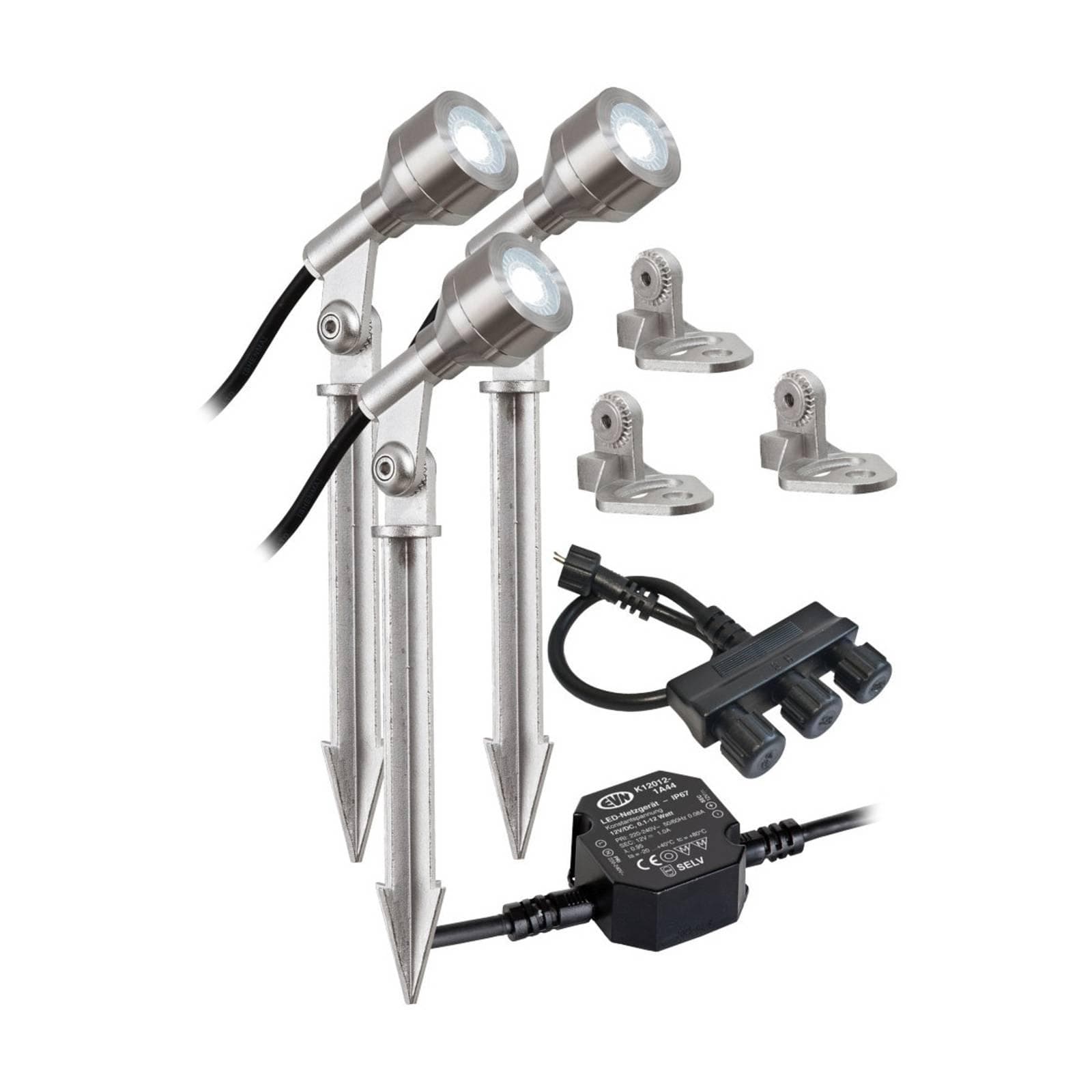 EVN LED-Außenstrahler 3er-Set 6.000K IP68